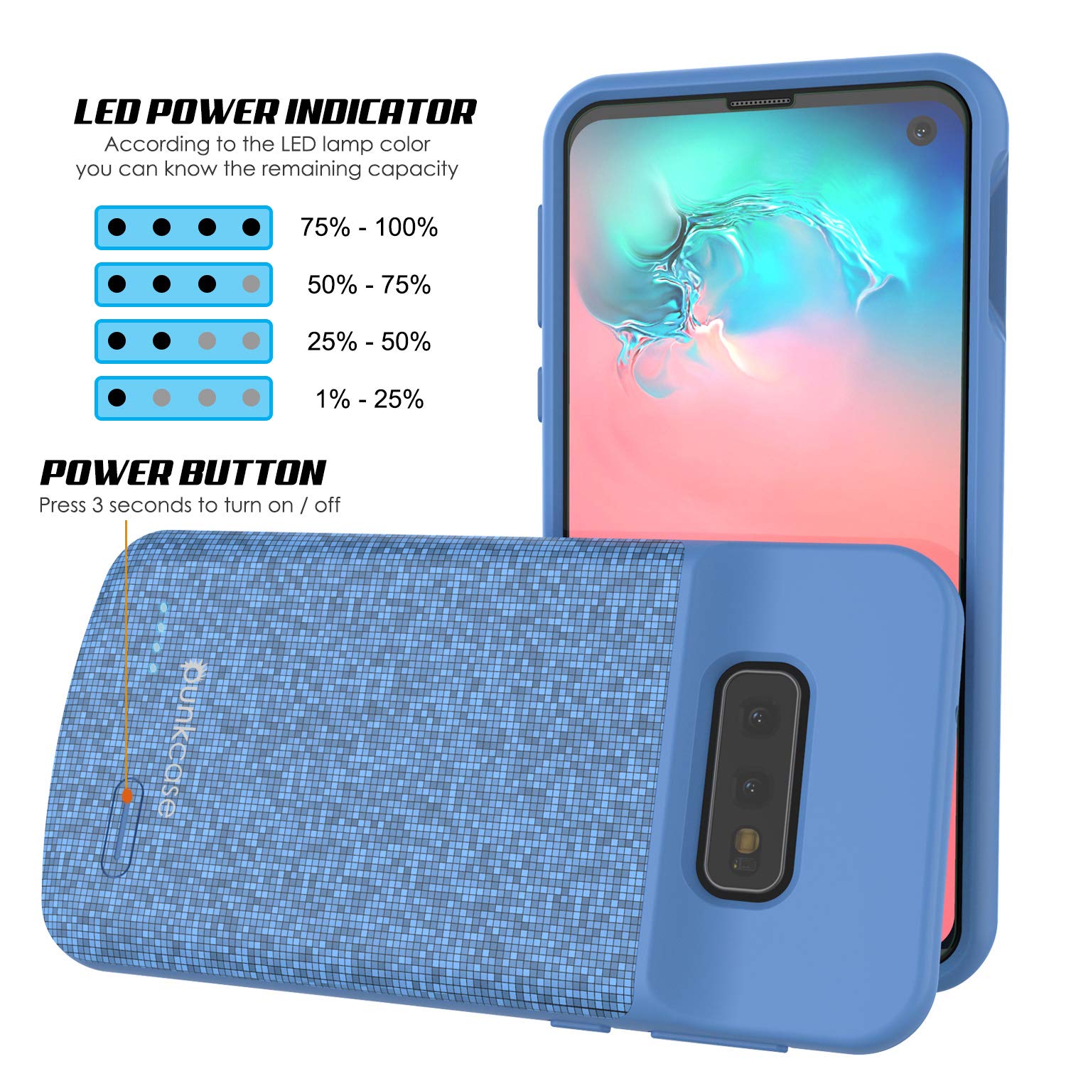 PunkJuice S10e Battery Case Blue - Fast Charging Power Juice Bank with 4700mAh