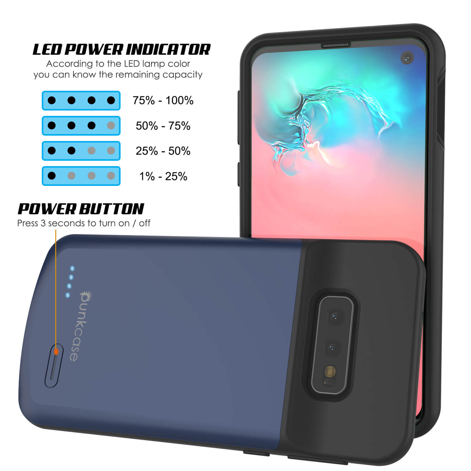 PunkJuice S10e Battery Case Reg. Blue - Fast Charging Power Juice Bank with 4700mAh