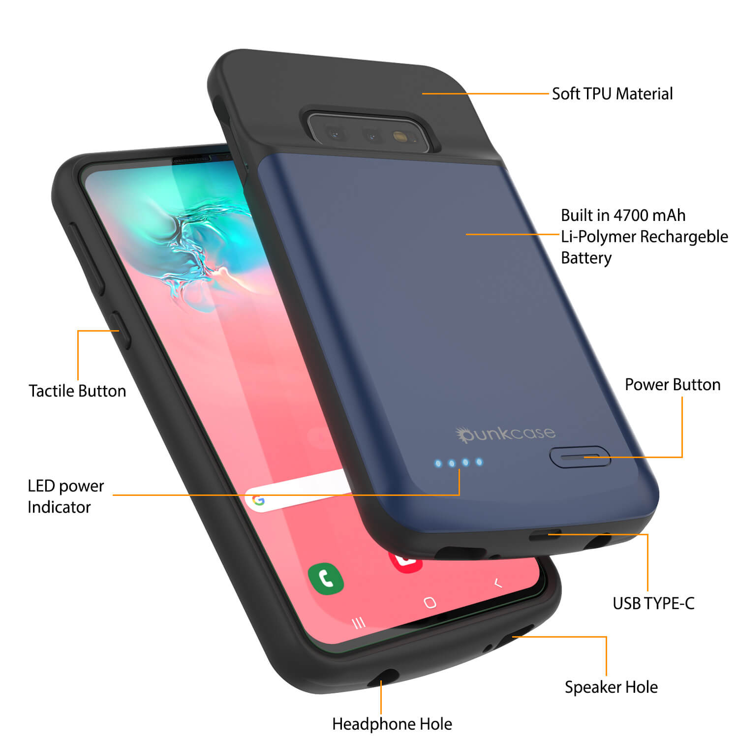 PunkJuice S10e Battery Case Reg. Blue - Fast Charging Power Juice Bank with 4700mAh