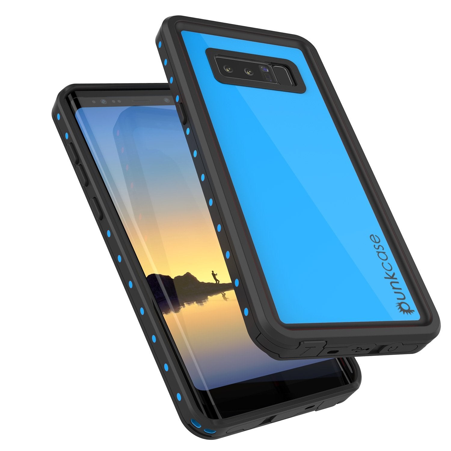 Galaxy Note 8 Waterproof Case PunkCase StudStar Light Blue