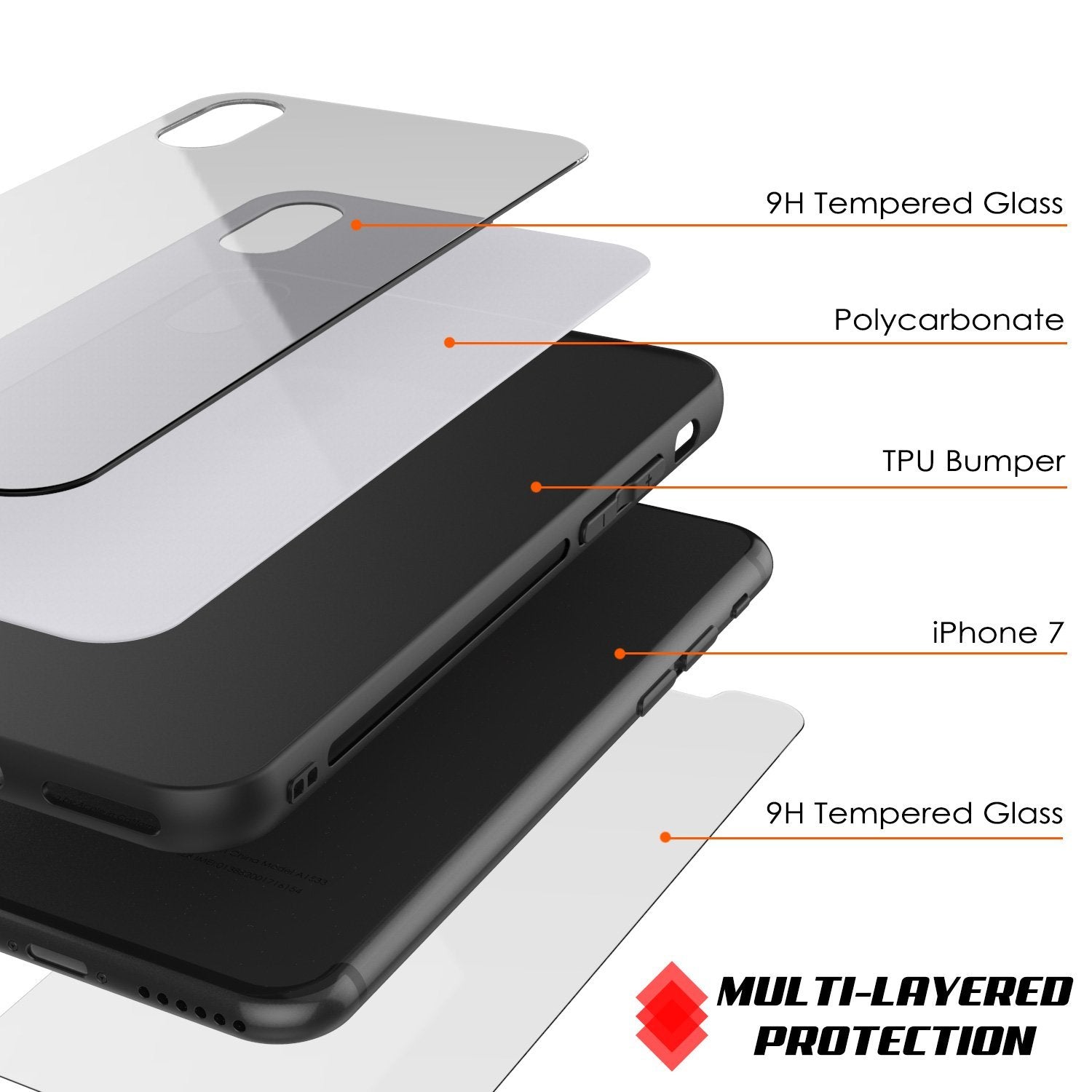 iPhone 8 Case, Punkcase GlassShield Ultra Thin Protective 9H Full Body Tempered Glass Cover W/ Drop Protection & Non Slip Grip for Apple iPhone 7 / Apple iPhone 8 (Black)