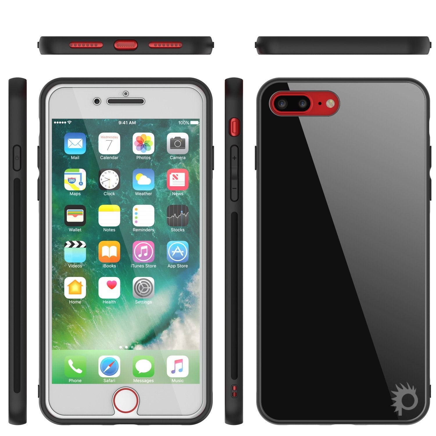 iPhone 8 PLUS Case, Punkcase GlassShield Ultra Thin Protective 9H Full Body Tempered Glass Cover W/ Drop Protection & Non Slip Grip for Apple iPhone 7 PLUS / Apple iPhone 8 PLUS (Black)