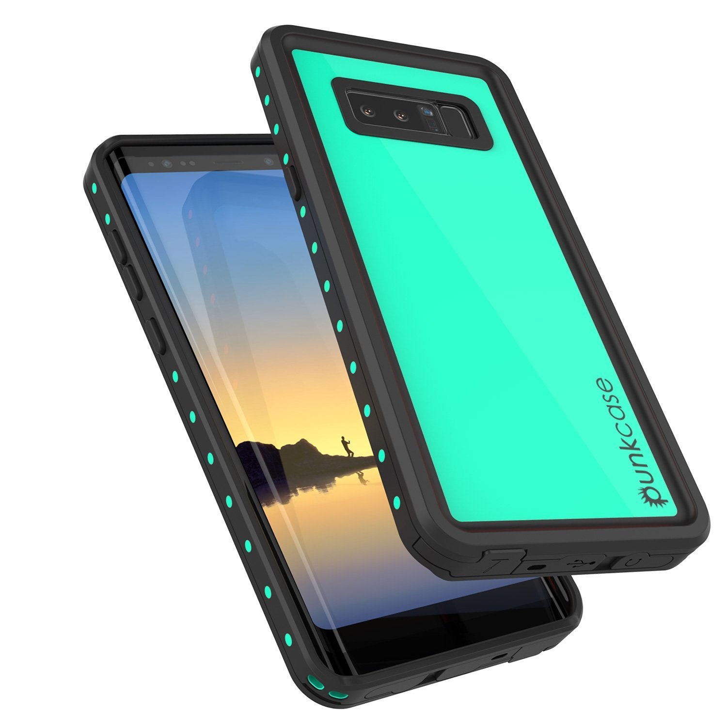 Note 8 Waterproof Case PunkCase StudStar Teal