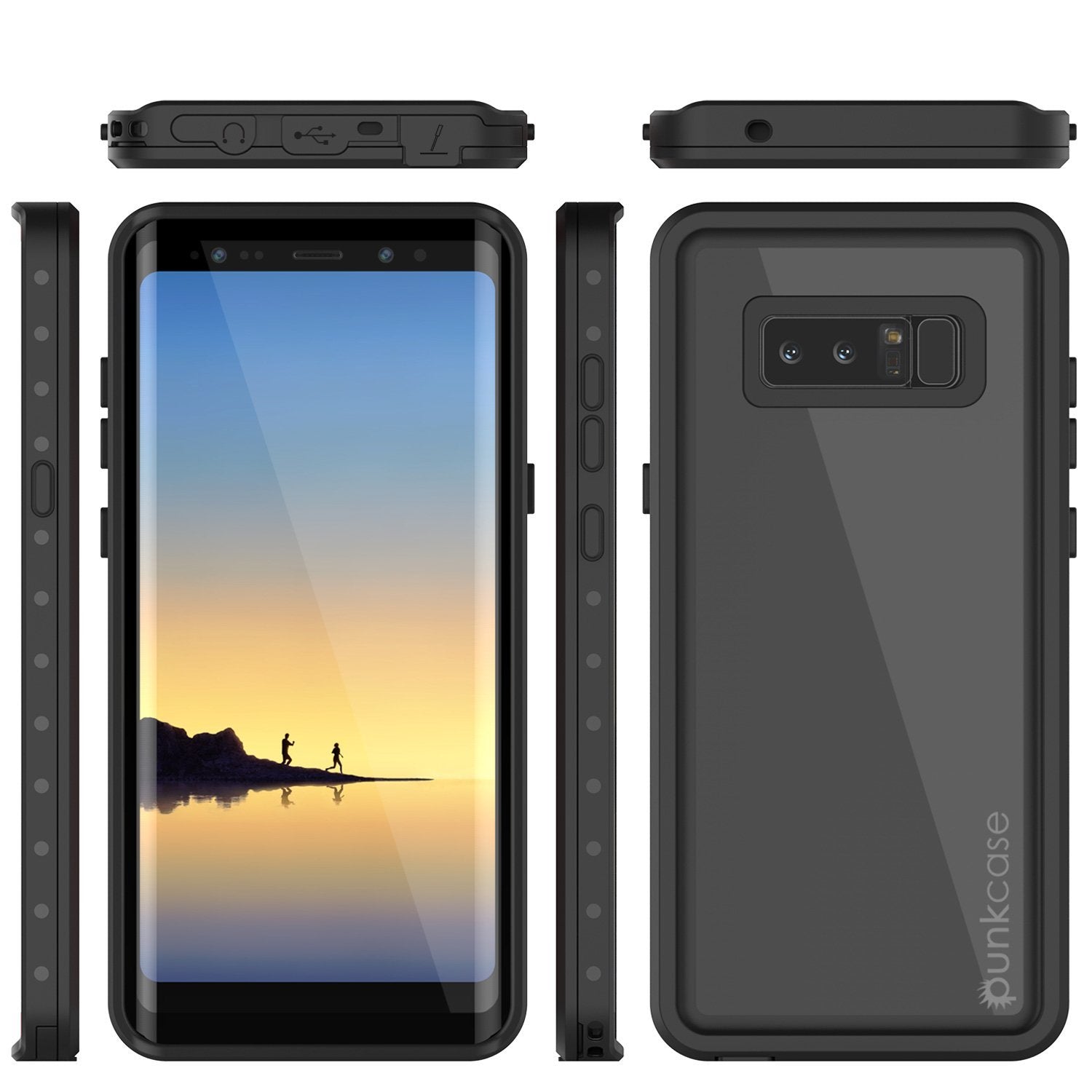 Note 8 Waterproof Case PunkCase StudStar Black