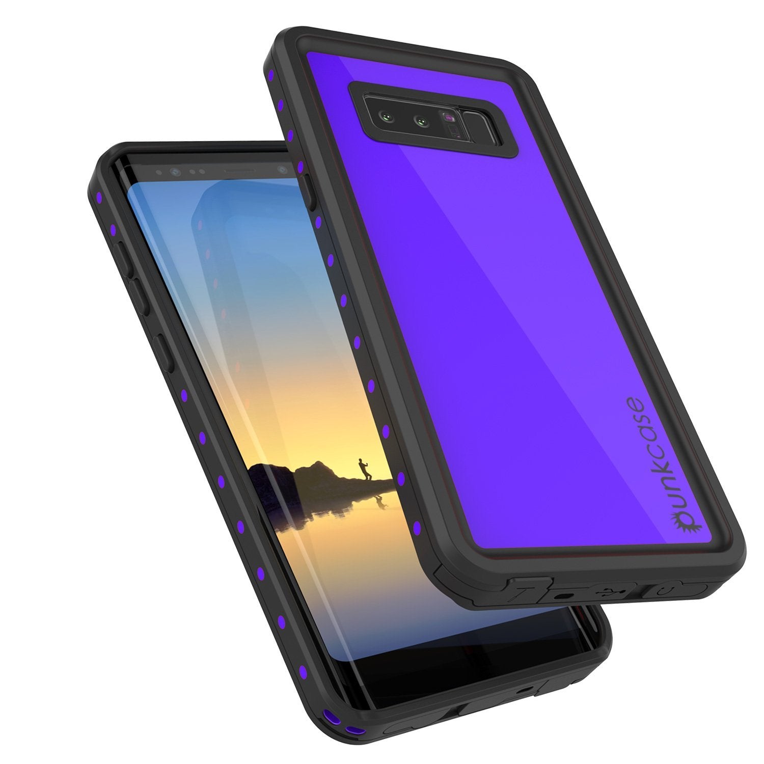 Note 8 Waterproof Case PunkCase StudStar Purple