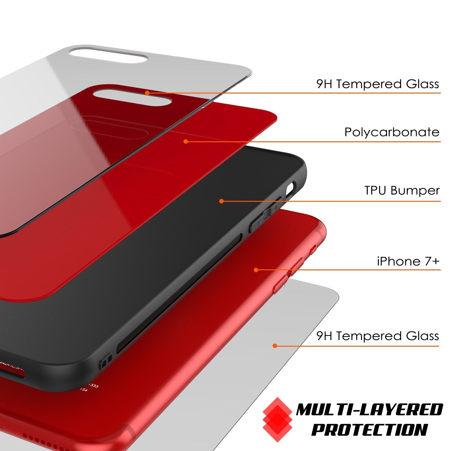 iPhone 8 PLUS Case, Punkcase GlassShield Ultra Thin Protective 9H Full Body Tempered Glass Cover W/ Drop Protection & Non Slip Grip for Apple iPhone 7 PLUS / Apple iPhone 8 PLUS (Black)