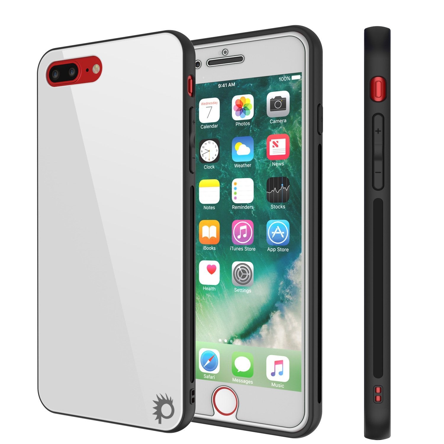 iPhone 8 PLUS Case, Punkcase GlassShield Ultra Thin Protective 9H Full Body Tempered Glass Cover W/ Drop Protection & Non Slip Grip for Apple iPhone 7 PLUS / Apple iPhone 8 PLUS (Black)