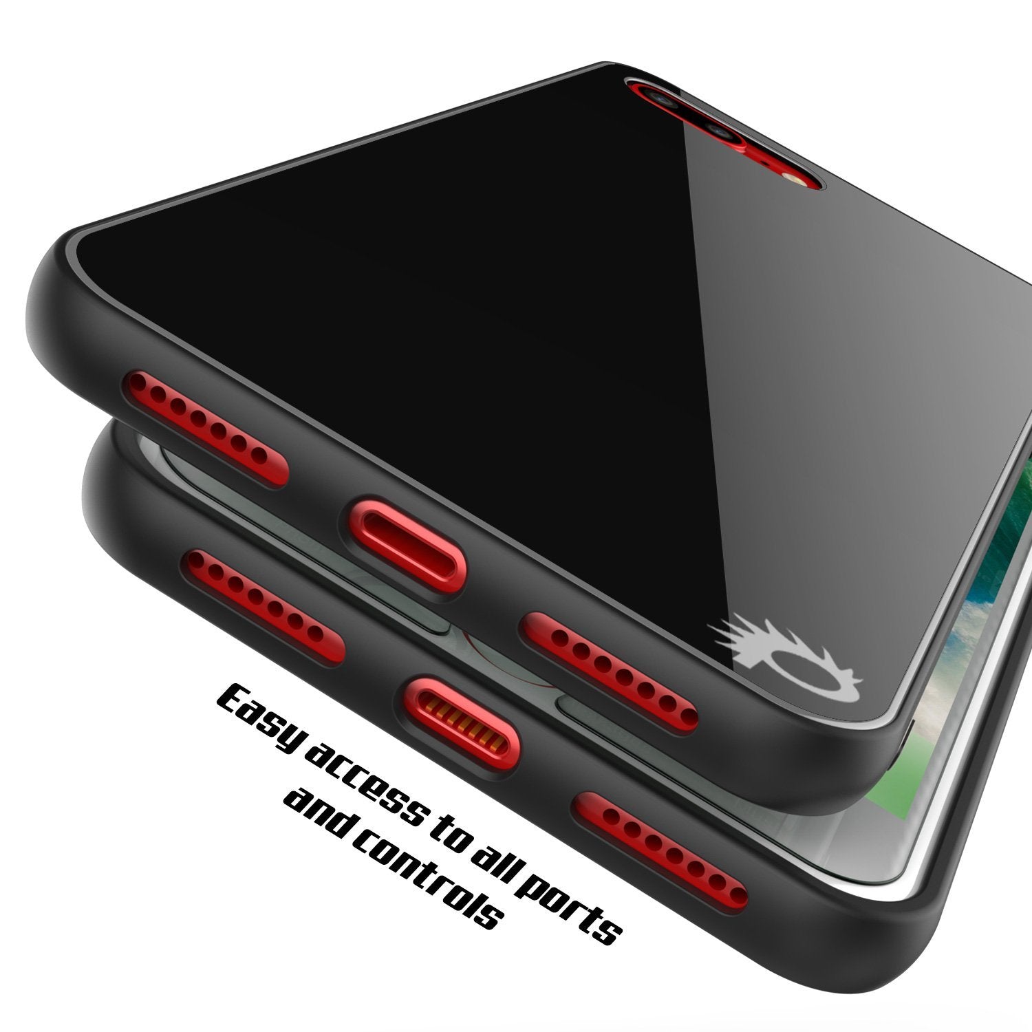 iPhone 8 PLUS Case, Punkcase GlassShield Ultra Thin Protective 9H Full Body Tempered Glass Cover W/ Drop Protection & Non Slip Grip for Apple iPhone 7 PLUS / Apple iPhone 8 PLUS (Black)