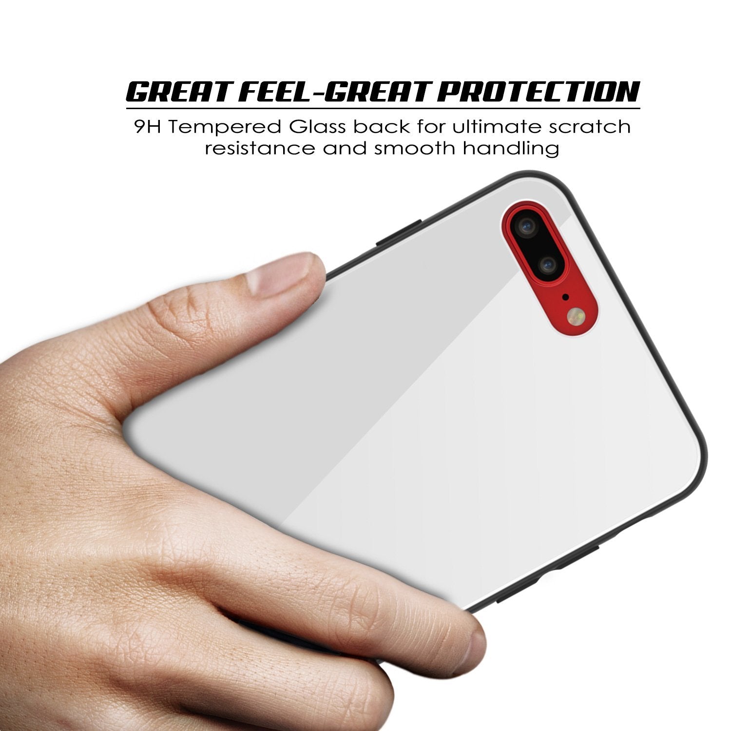 iPhone 8 PLUS Case, Punkcase GlassShield Ultra Thin Protective 9H Full Body Tempered Glass Cover W/ Drop Protection & Non Slip Grip for Apple iPhone 7 PLUS / Apple iPhone 8 PLUS (Black)