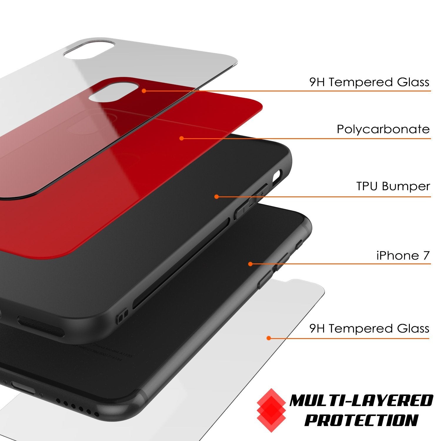 iPhone 8 Case, Punkcase GlassShield Ultra Thin Protective 9H Full Body Tempered Glass Cover W/ Drop Protection & Non Slip Grip for Apple iPhone 7 / Apple iPhone 8 (Black)