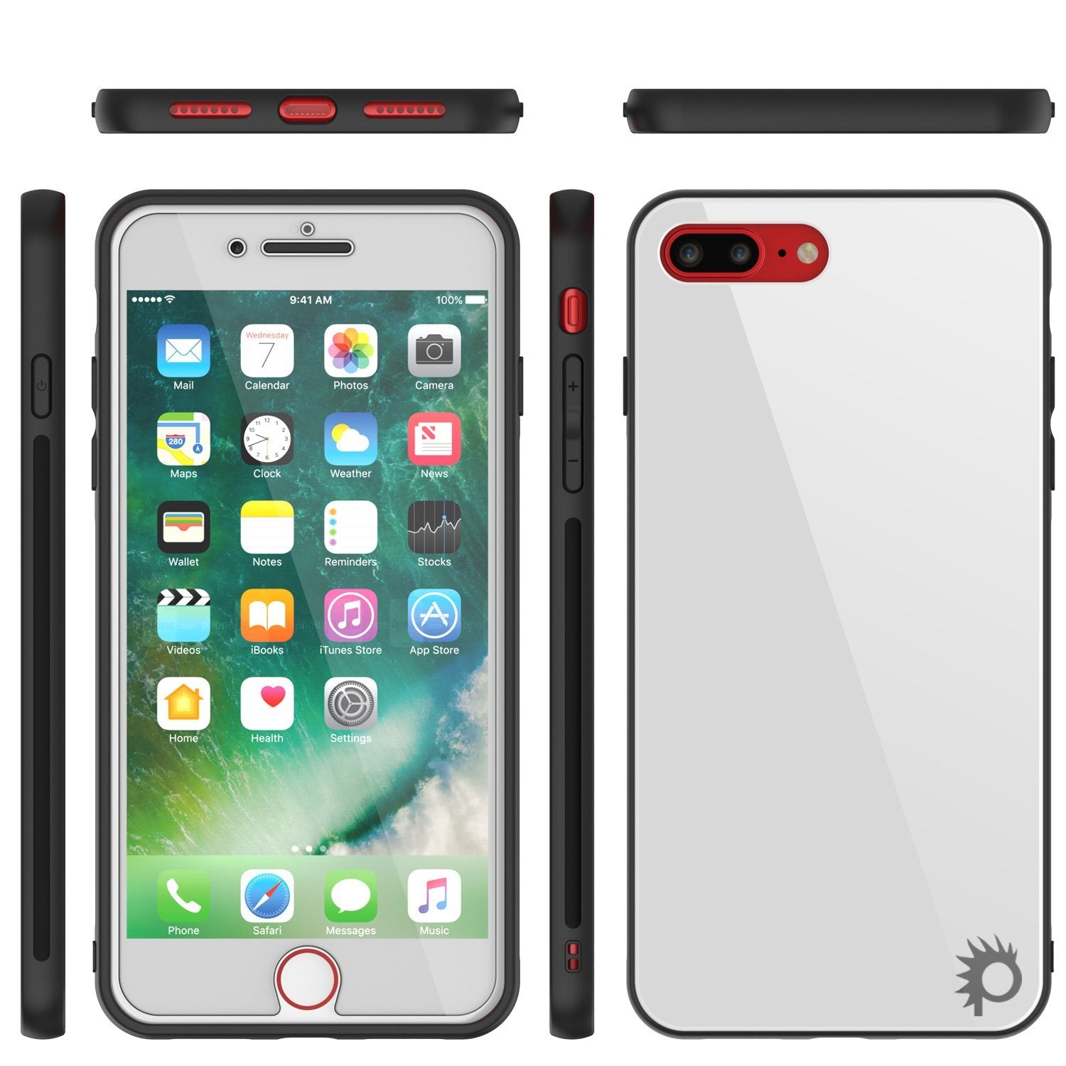 iPhone 8 PLUS Case, Punkcase GlassShield Ultra Thin Protective 9H Full Body Tempered Glass Cover W/ Drop Protection & Non Slip Grip for Apple iPhone 7 PLUS / Apple iPhone 8 PLUS (Black)