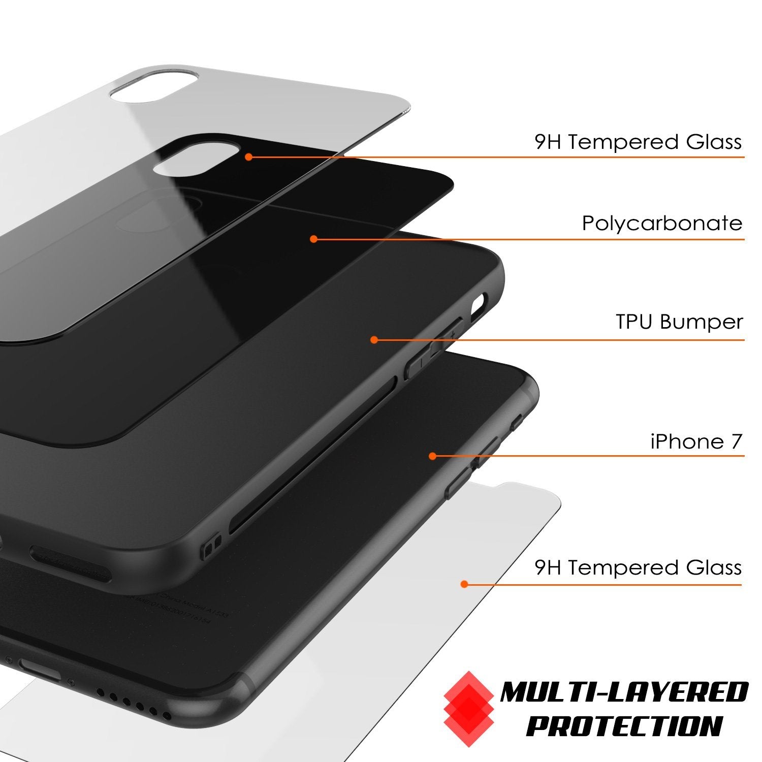 iPhone 8 Case, Punkcase GlassShield Ultra Thin Protective 9H Full Body Tempered Glass Cover W/ Drop Protection & Non Slip Grip for Apple iPhone 7 / Apple iPhone 8 (Black)