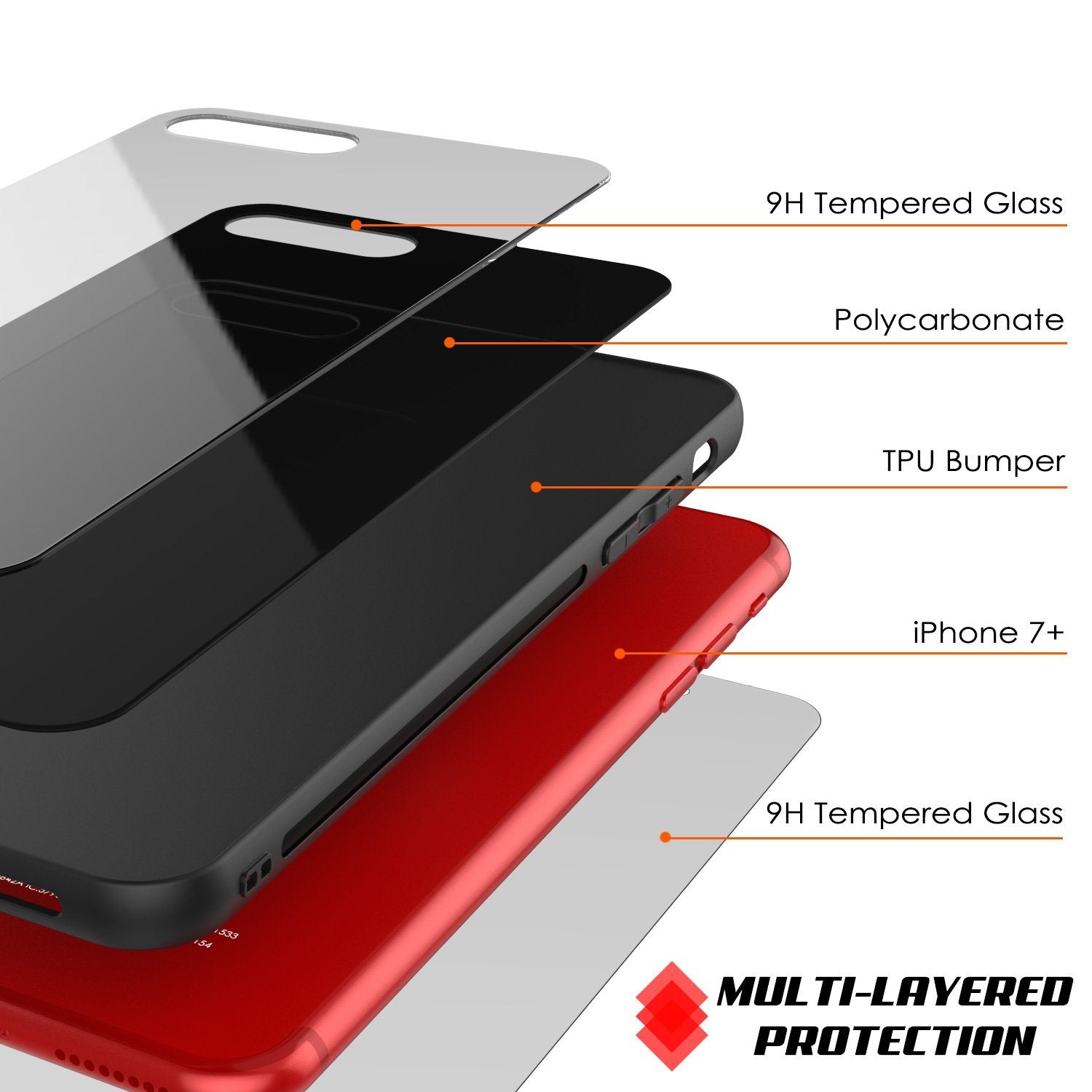 iPhone 8 PLUS Case, Punkcase GlassShield Ultra Thin Protective 9H Full Body Tempered Glass Cover W/ Drop Protection & Non Slip Grip for Apple iPhone 7 PLUS / Apple iPhone 8 PLUS (Black)