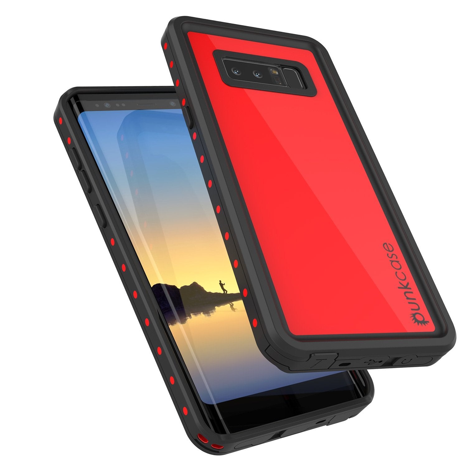 Note 8 Waterproof Case PunkCase StudStar Red