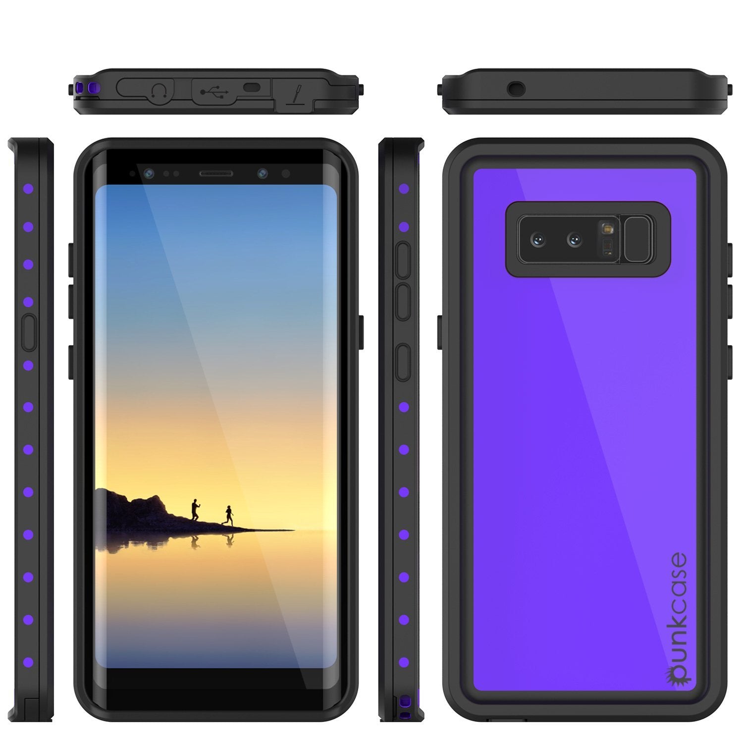 Note 8 Waterproof Case PunkCase StudStar Purple