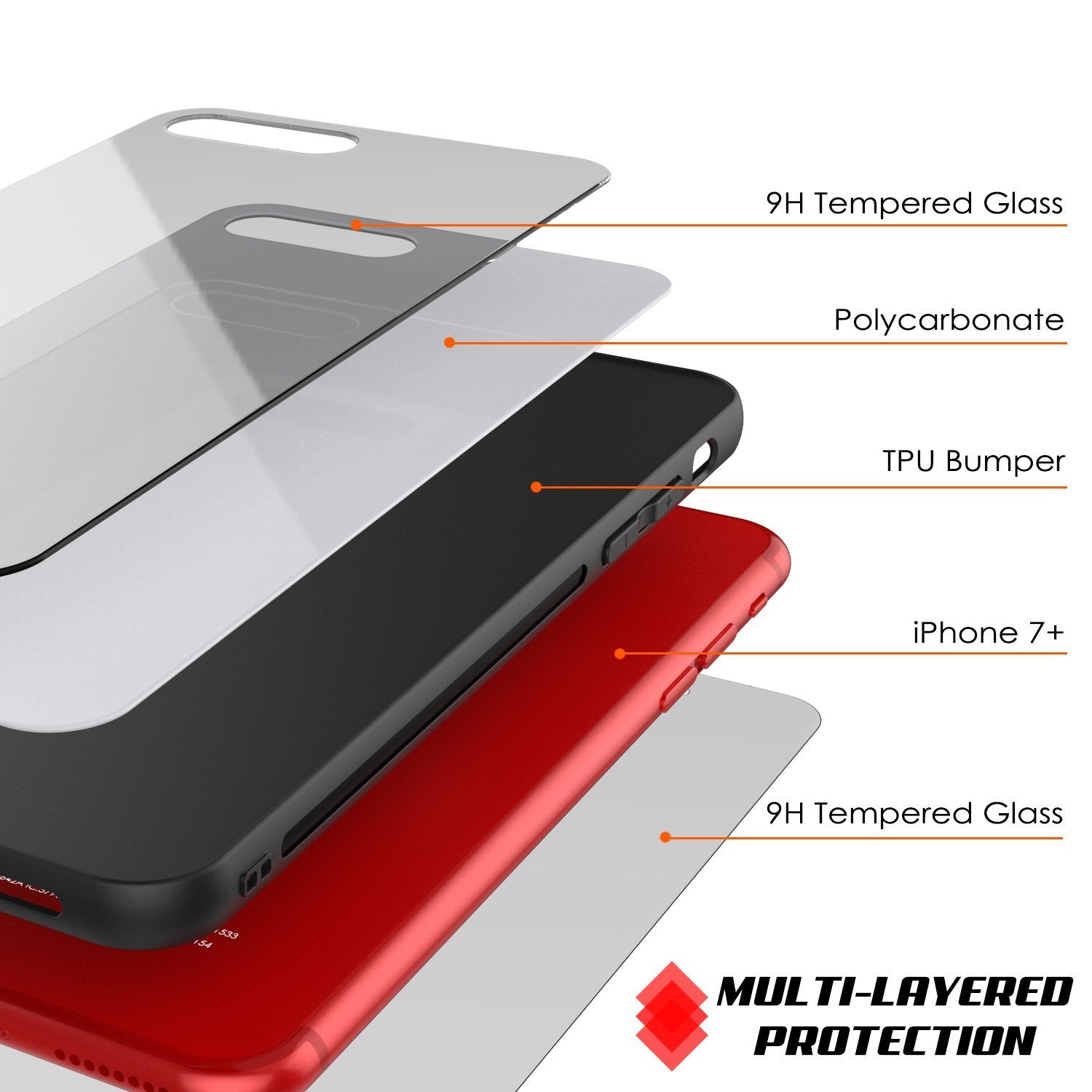 iPhone 8 PLUS Case, Punkcase GlassShield Ultra Thin Protective 9H Full Body Tempered Glass Cover W/ Drop Protection & Non Slip Grip for Apple iPhone 7 PLUS / Apple iPhone 8 PLUS (Black)