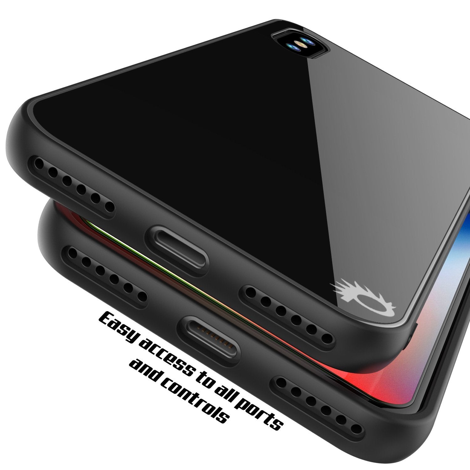 iPhone 8 Case, Punkcase GlassShield Ultra Thin Protective 9H Full Body Tempered Glass Cover W/ Drop Protection & Non Slip Grip for Apple iPhone 7 / Apple iPhone 8 (Black)