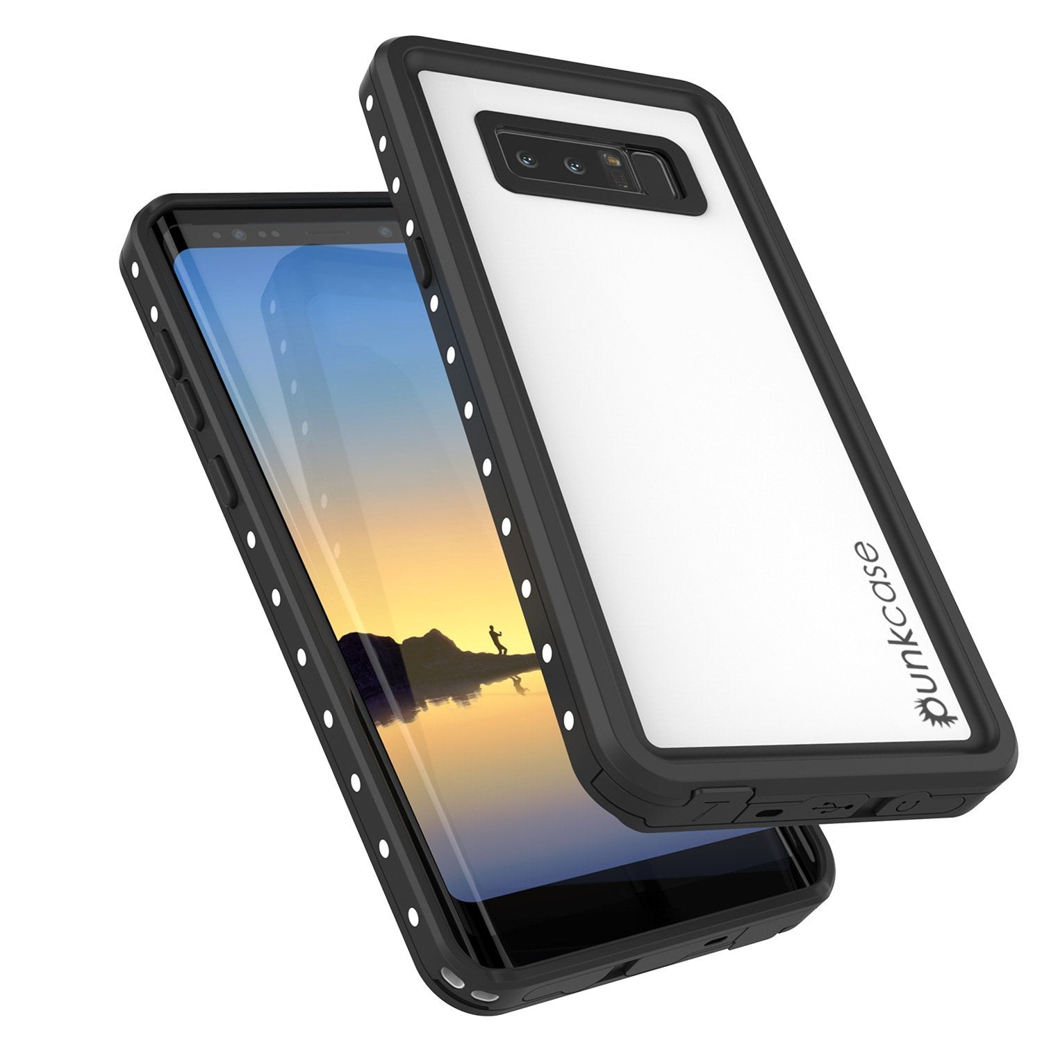 Galaxy Note 8 Waterproof Case, PunkСase StudStar White