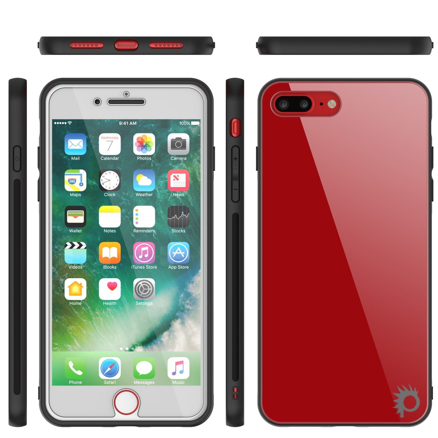 iPhone 8 PLUS Case, Punkcase GlassShield Ultra Thin Protective 9H Full Body Tempered Glass Cover W/ Drop Protection & Non Slip Grip for Apple iPhone 7 PLUS / Apple iPhone 8 PLUS (Black)