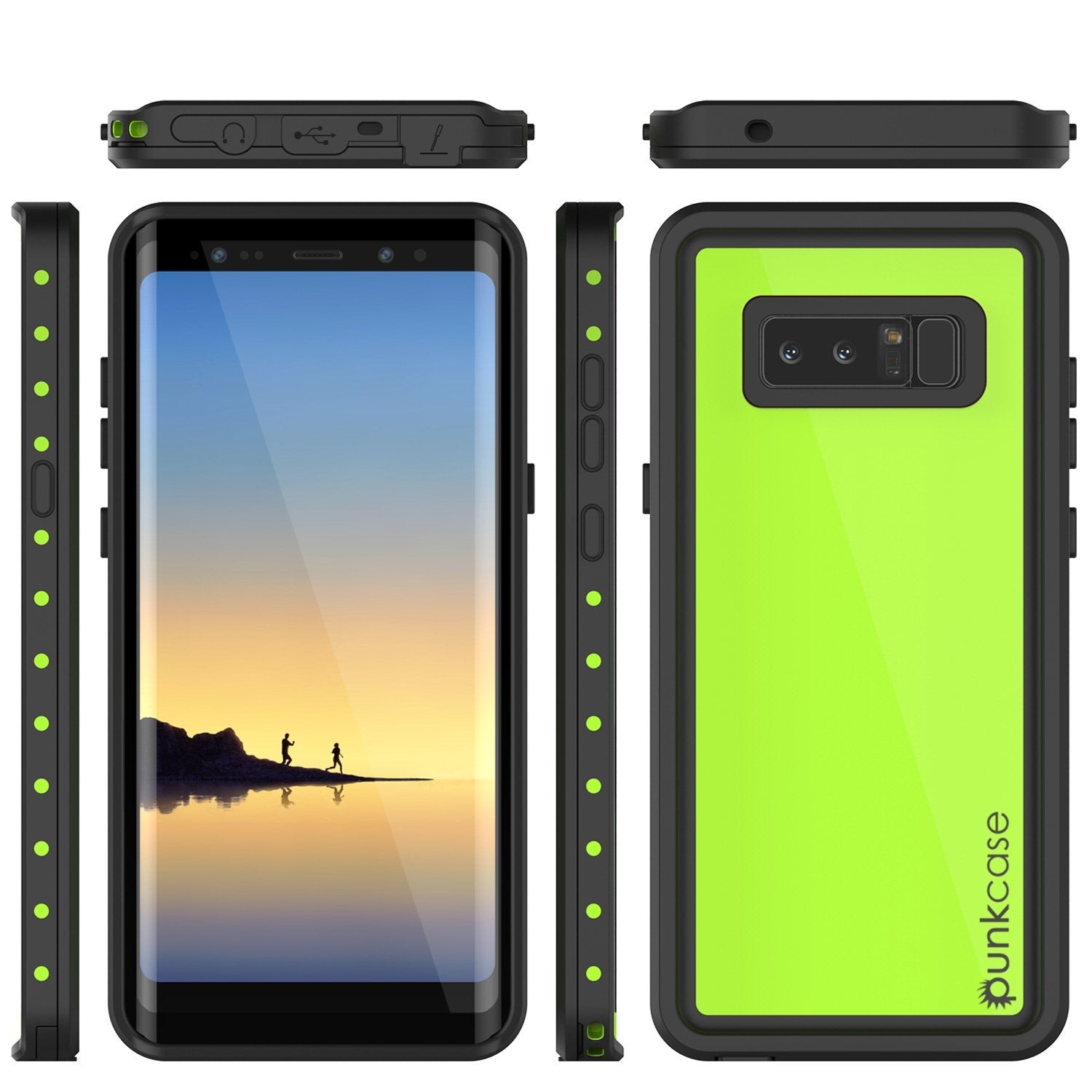 Galaxy Note 8 Waterproof Case PunkCase StudStar Light Green