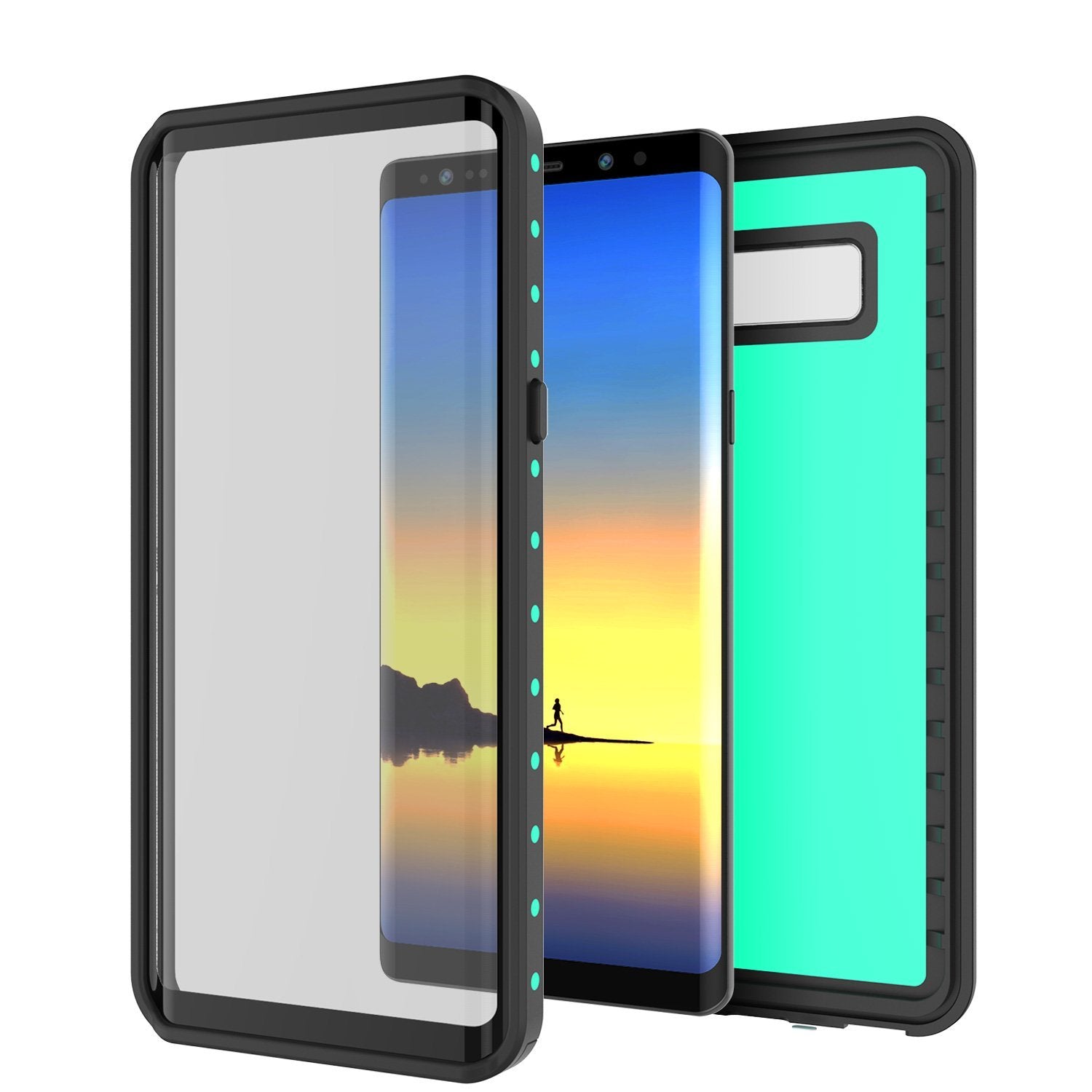 Note 8 Waterproof Case PunkCase StudStar Teal