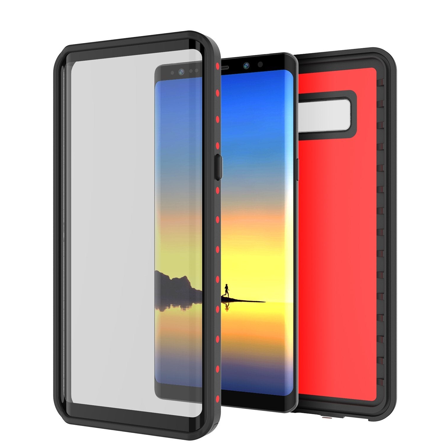 Note 8 Waterproof Case PunkCase StudStar Red