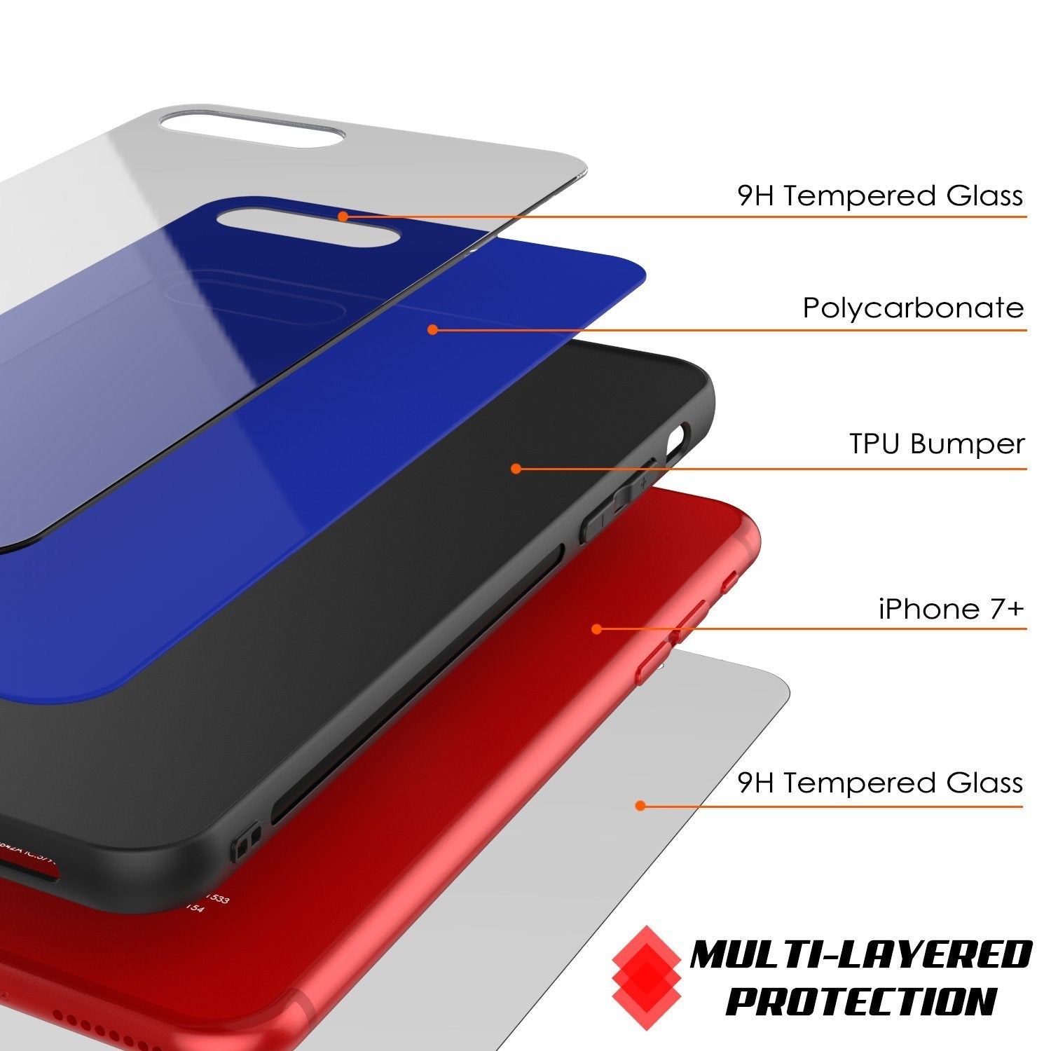 iPhone 8 PLUS Case, Punkcase GlassShield Ultra Thin Protective 9H Full Body Tempered Glass Cover W/ Drop Protection & Non Slip Grip for Apple iPhone 7 PLUS / Apple iPhone 8 PLUS (Black)