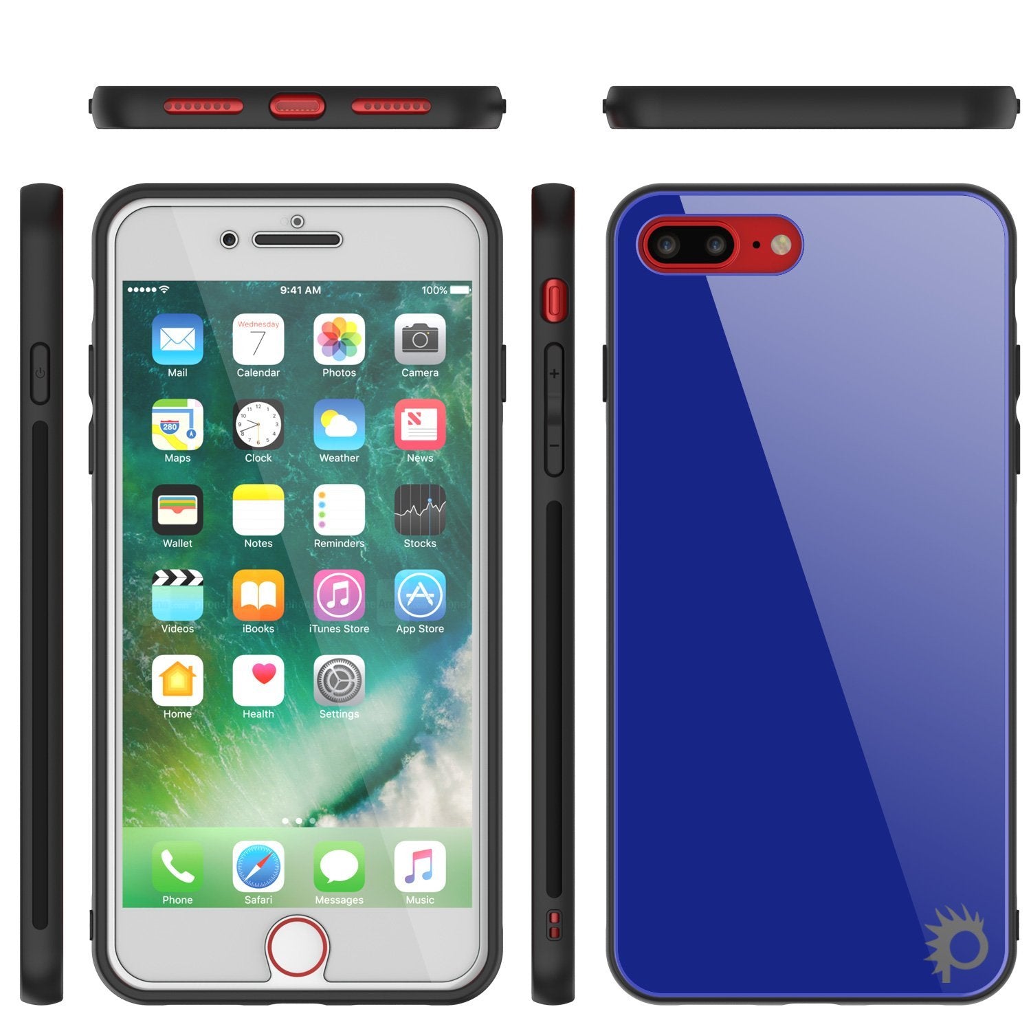 iPhone 8 PLUS Case, Punkcase GlassShield Ultra Thin Protective 9H Full Body Tempered Glass Cover W/ Drop Protection & Non Slip Grip for Apple iPhone 7 PLUS / Apple iPhone 8 PLUS (Black)