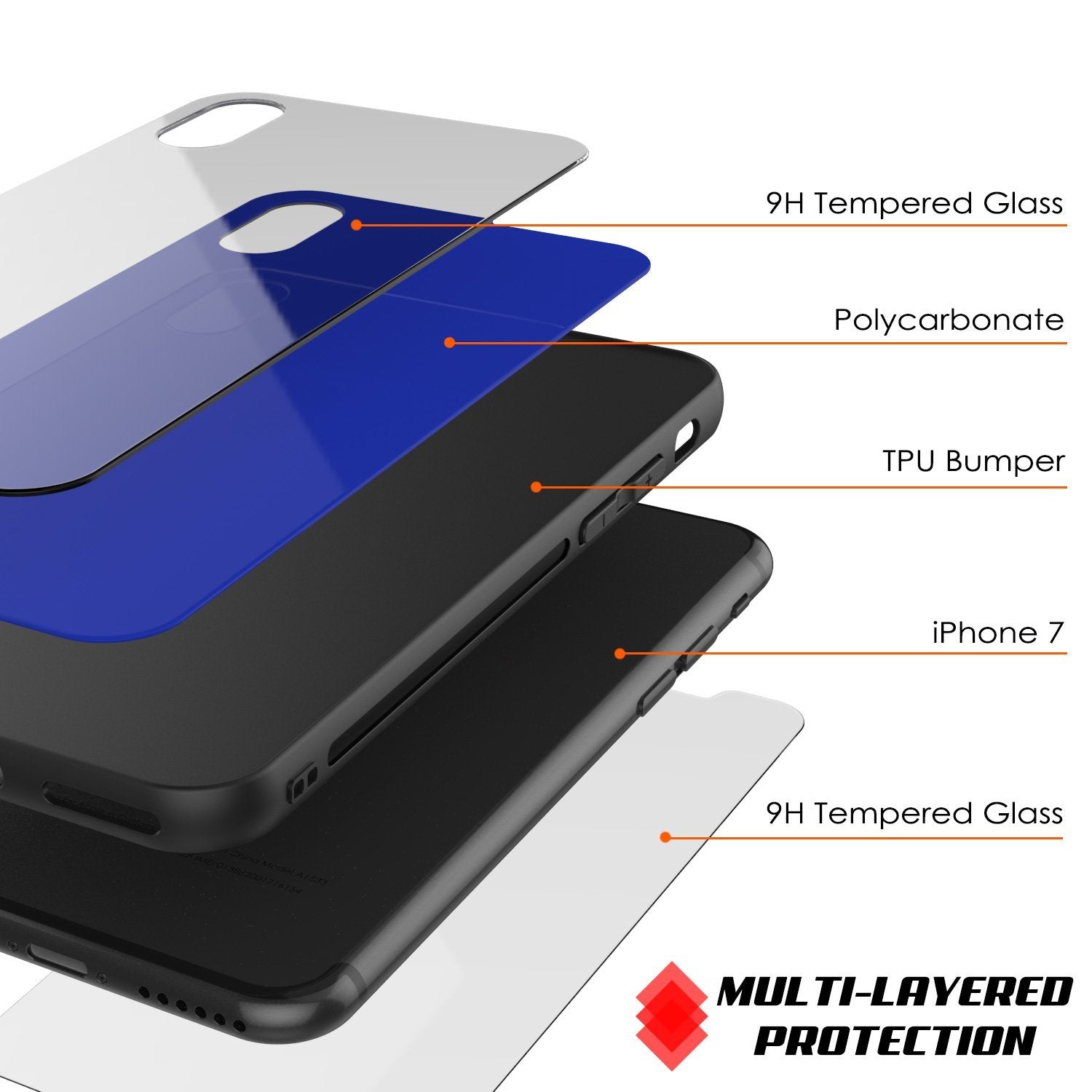 iPhone 8 Case, Punkcase GlassShield Ultra Thin Protective 9H Full Body Tempered Glass Cover W/ Drop Protection & Non Slip Grip for Apple iPhone 7 / Apple iPhone 8 (Black)