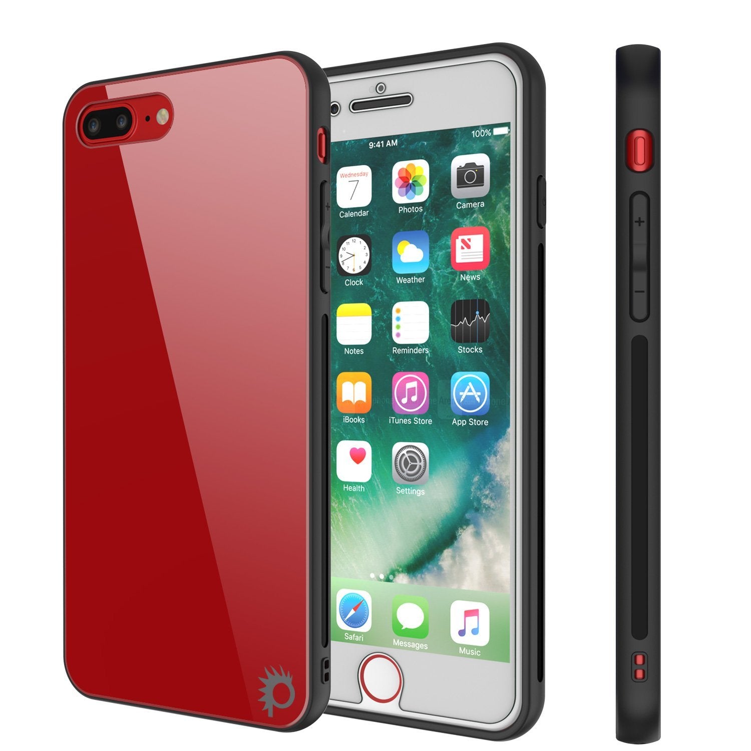 iPhone 8 PLUS Case, Punkcase GlassShield Ultra Thin Protective 9H Full Body Tempered Glass Cover W/ Drop Protection & Non Slip Grip for Apple iPhone 7 PLUS / Apple iPhone 8 PLUS (Black)