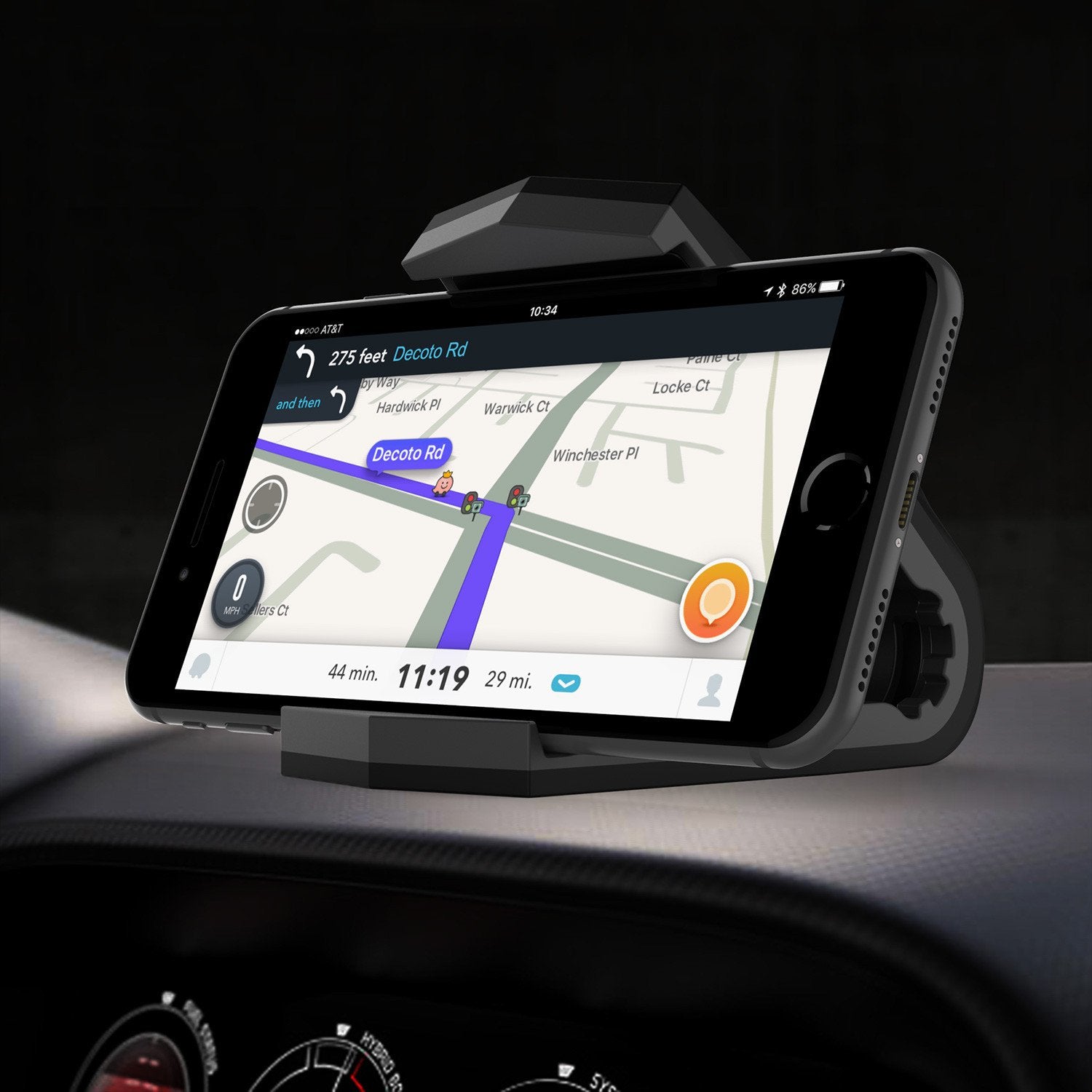 PUNKCASE Viper Car Phone Holder Black, Universal Dashboard Mount for all Smartphones, Low Profile & Sleek Design, One Hand Operation