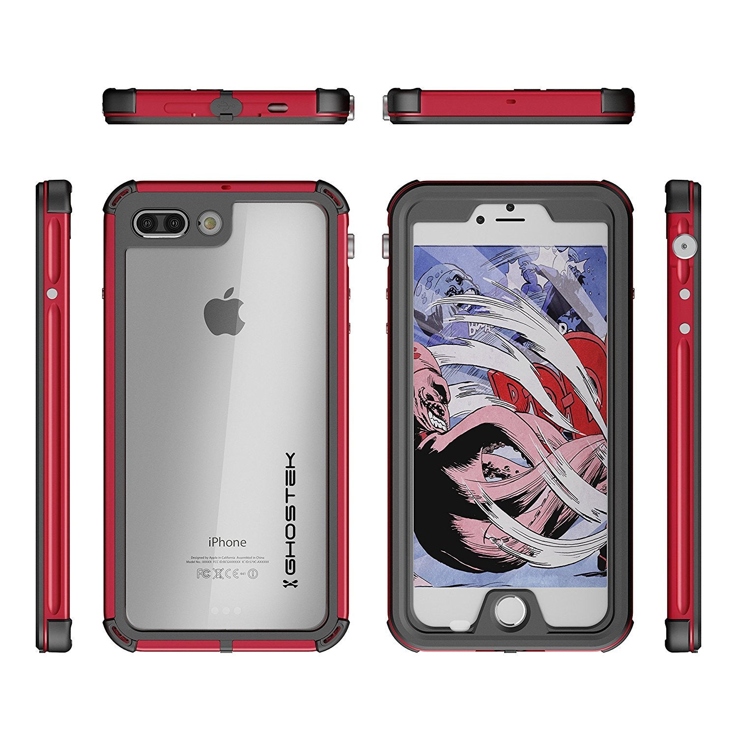 GHOSTEK - Atomic 3.0 Series Waterproof Case for Apple IPhone 7+ Plus | Red