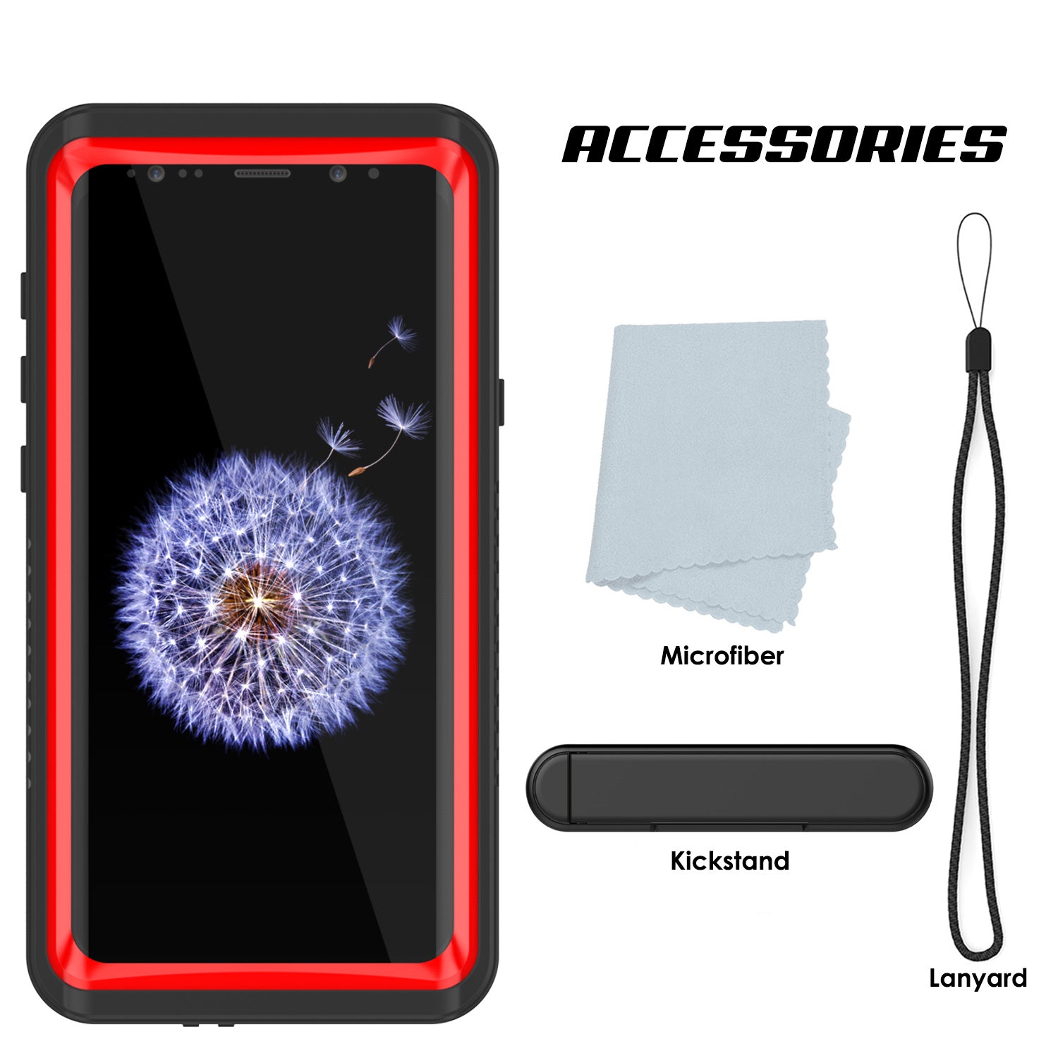 Punkcase Galaxy S9 Extreme Series Waterproof Body | Red