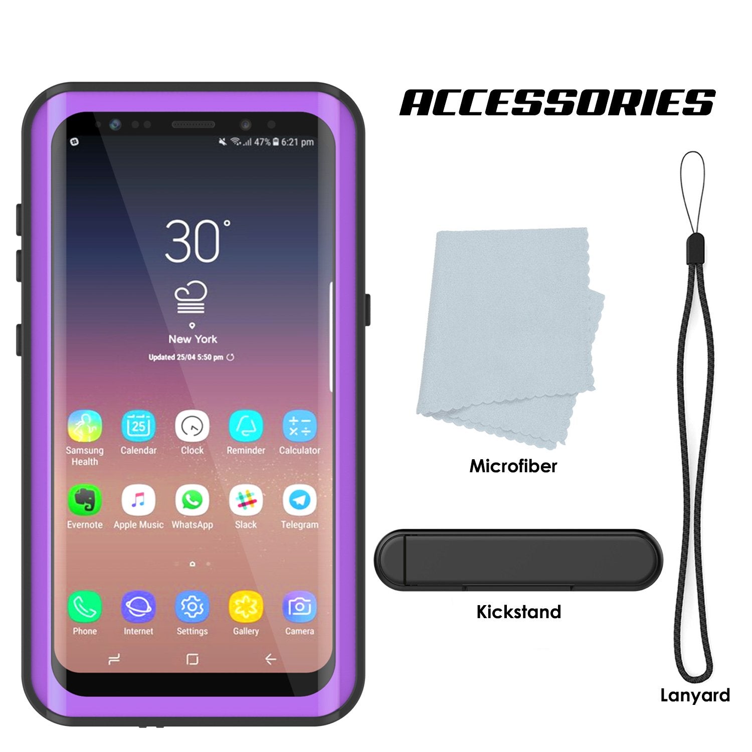 Galaxy S9 Plus Waterproof Case PunkCase StudStar Purple Thin 6.6ft Underwater IP68 Shock/Snow Proof