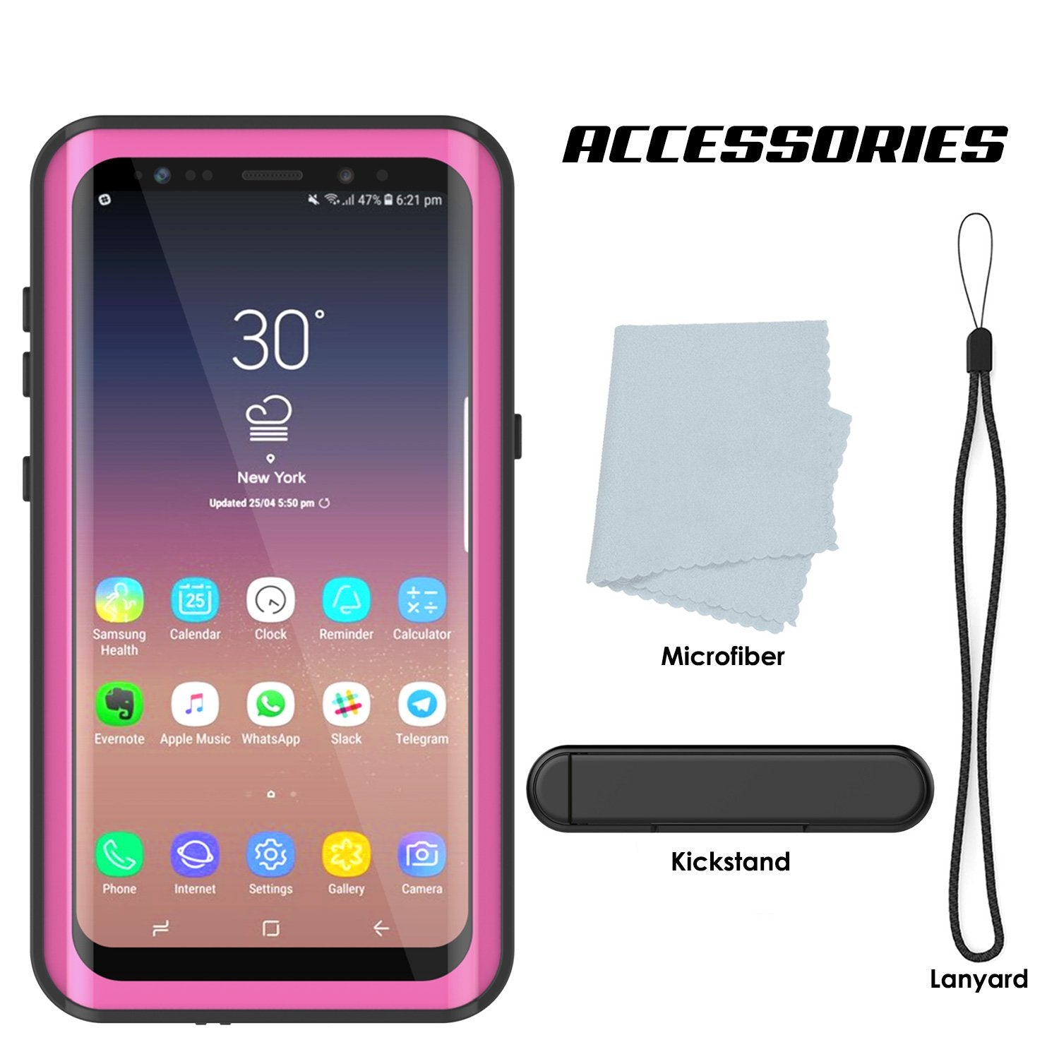 Galaxy S9 Waterproof Case PunkCase StudStar Pink Thin 6.6ft Underwater IP68 Shock/Snow Proof