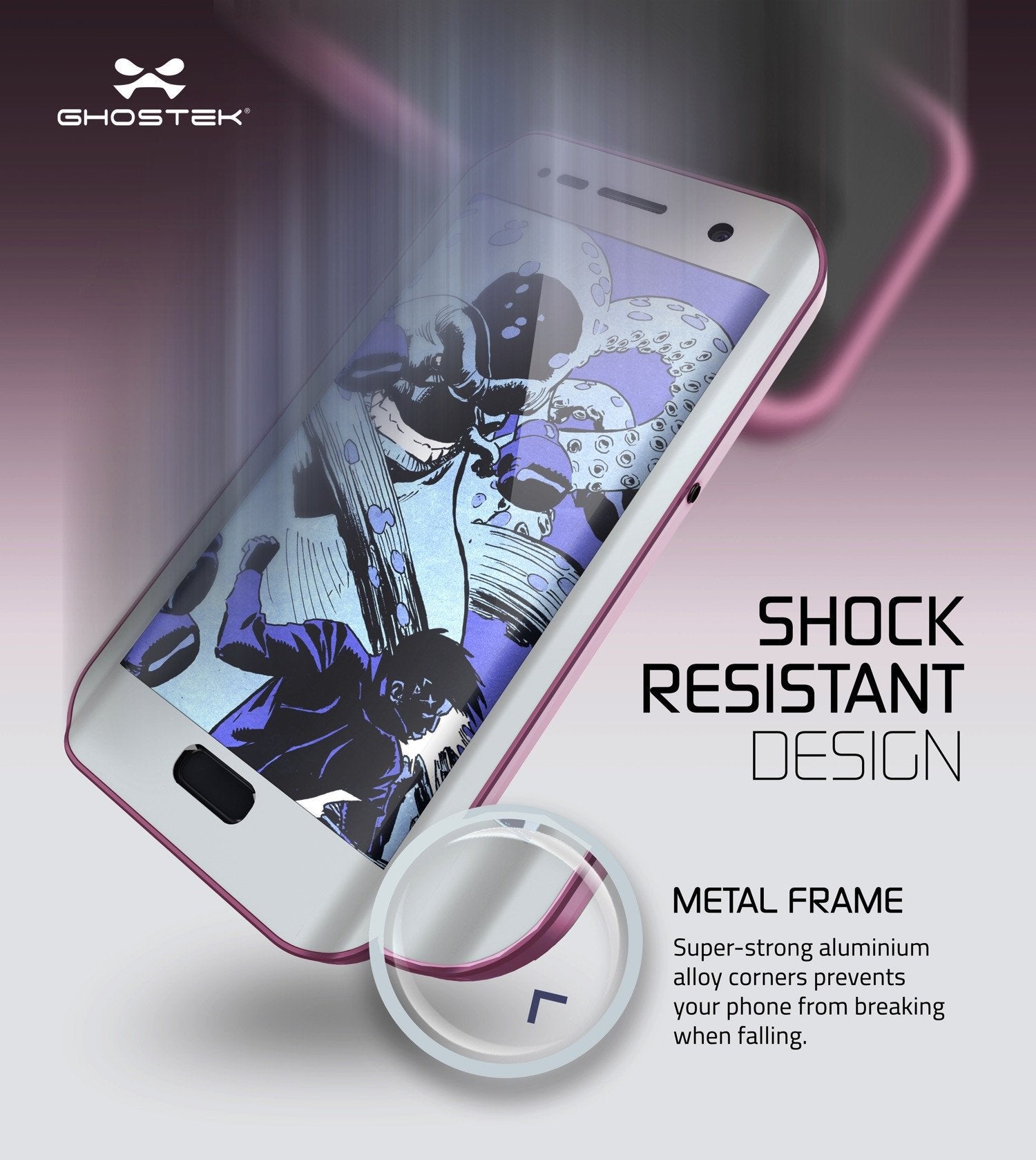 Galaxy S7 EDGE Waterproof Case, Ghostek Atomic 2.0 Pink Shock/Dirt/Snow Proof | Lifetime Warranty