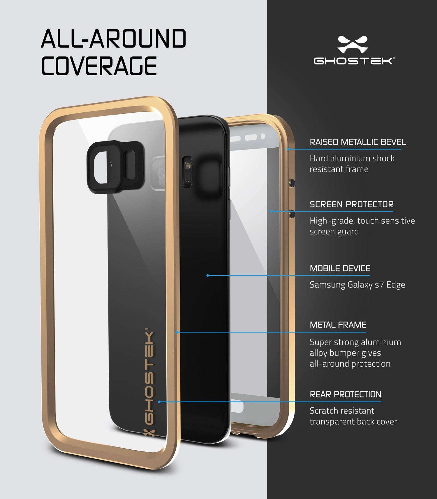GHOSTEK - Atomic 2.0 Series Waterproof Case for Samsung S7 Edge | Gold