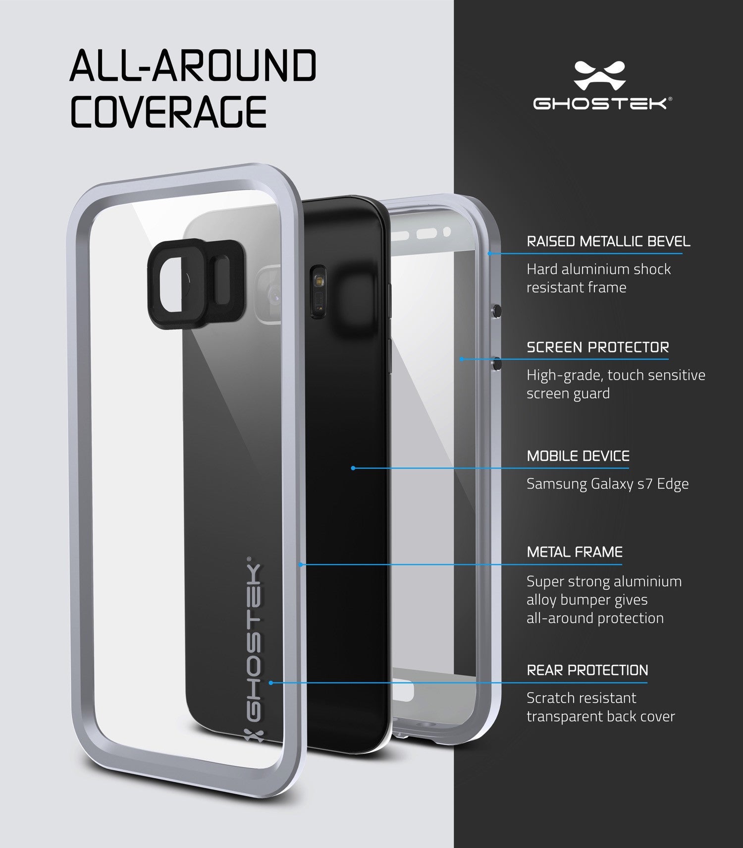 GHOSTEK - Atomic 2.0 Series Waterproof Case for Samsung S7 Edge | Silver