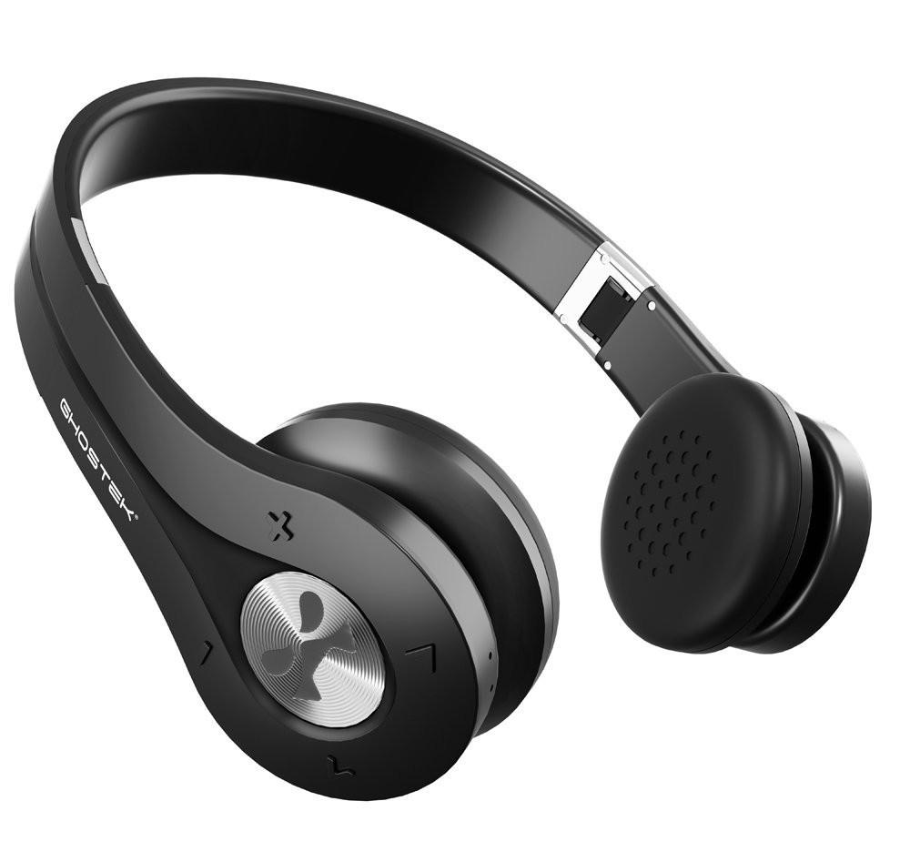 Wireless Bluetooth Headphones, Ghostek EarShot Series Over-Ear On-Ear Headset Enhanced Noise Reduction, Bluetooth 4.0, Built-in Microphone (Black)