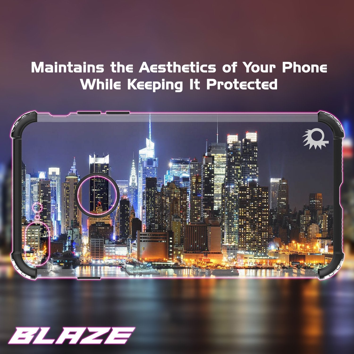 iPhone 8 PLUS Case, Punkcase BLAZE Black Series Protective Cover W/ PunkShield Screen Protector