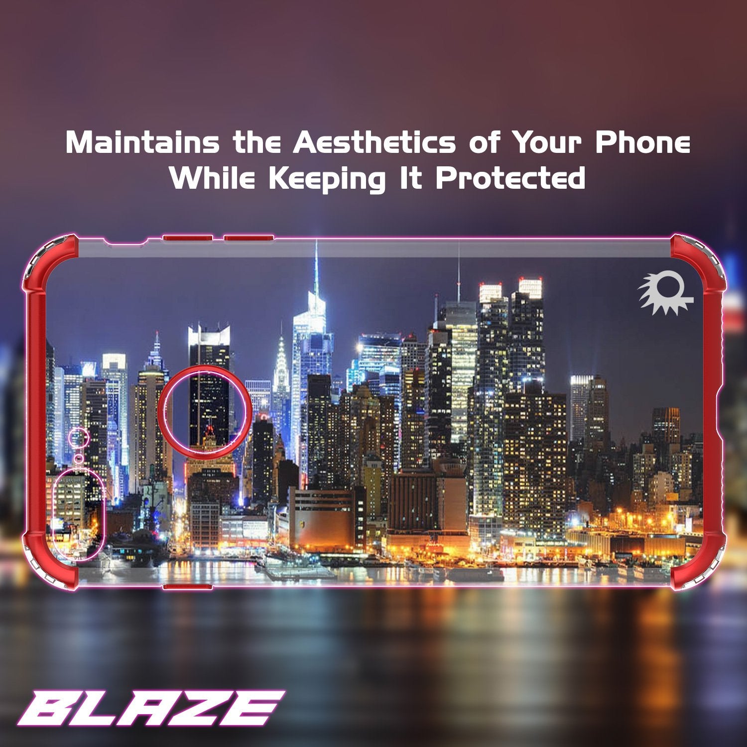 iPhone 8 PLUS Case, Punkcase BLAZE Red Series Protective Cover W/ PunkShield Screen Protector