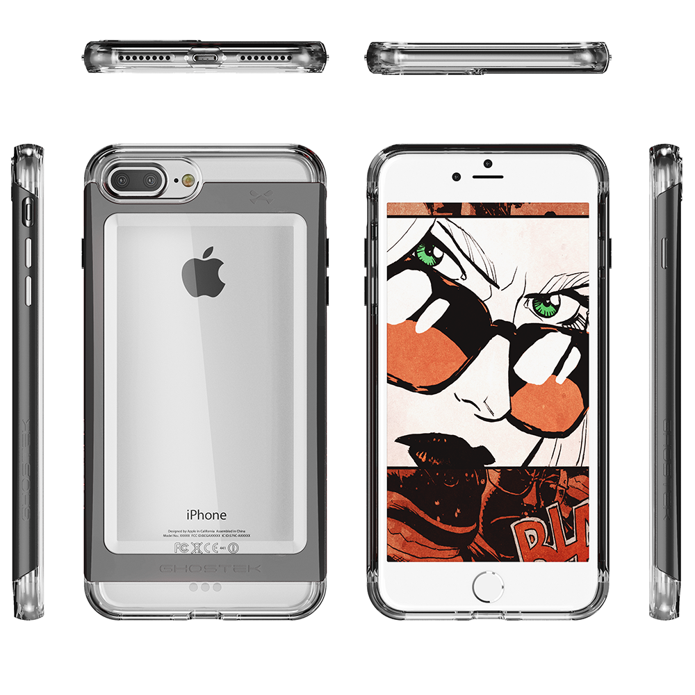 iPhone 8+ Plus Case, Ghostek® Cloak 2.0 Series for Apple iPhone 8+ Plus Slim Protective Armor Case Cover | Explosion-Proof Screen Protector | Aluminum Frame | TPU Shell | Warranty | Ultra Fit (Black)