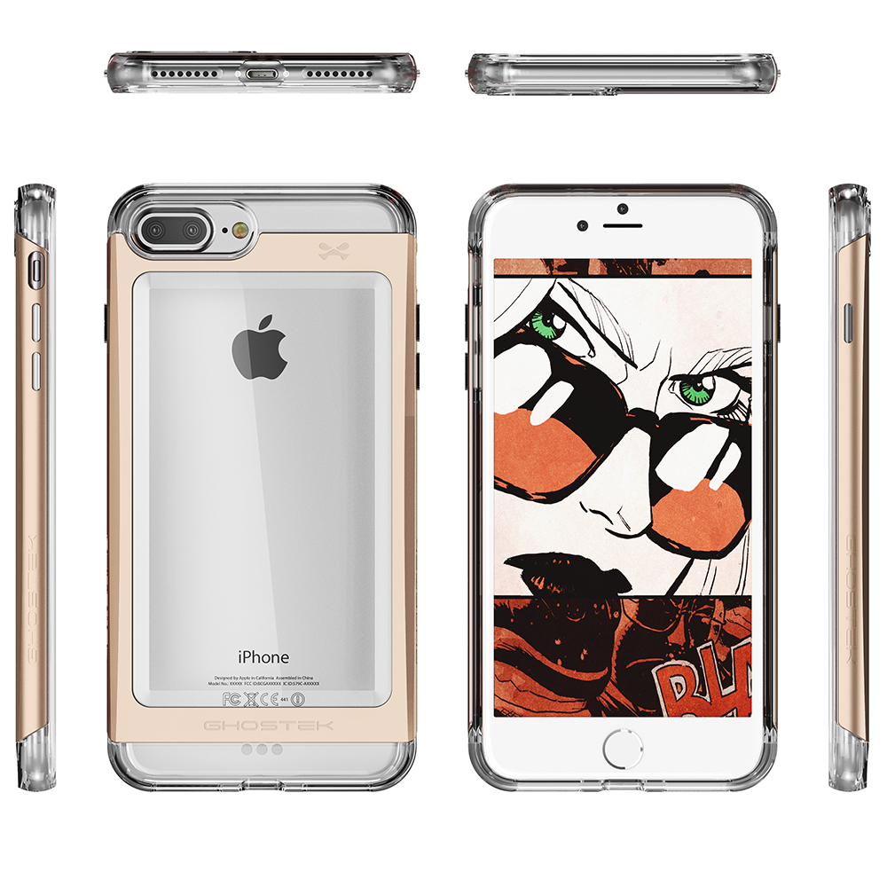 iPhone 8+ Plus Case, Ghostek® Cloak 2.0 Series for Apple iPhone 8+ Plus Slim Protective Armor Case Cover | Explosion-Proof Screen Protector | Aluminum Frame | TPU Shell | Warranty | Ultra Fit (Gold)