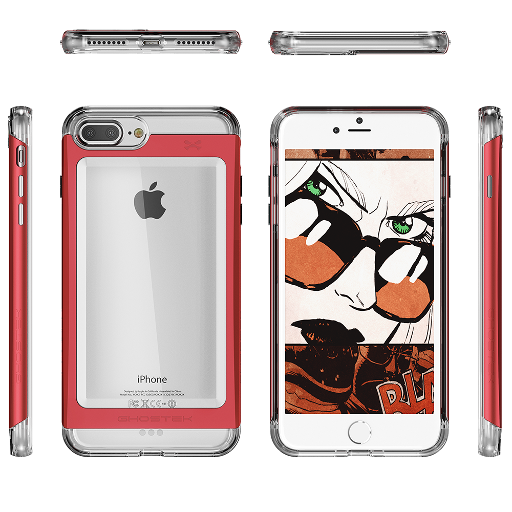 iPhone 8+ Plus Case, Ghostek® Cloak 2.0 Series for Apple iPhone 8+ Plus Slim Protective Armor Case Cover | Explosion-Proof Screen Protector | Aluminum Frame | TPU Shell | Warranty | Ultra Fit (Red)