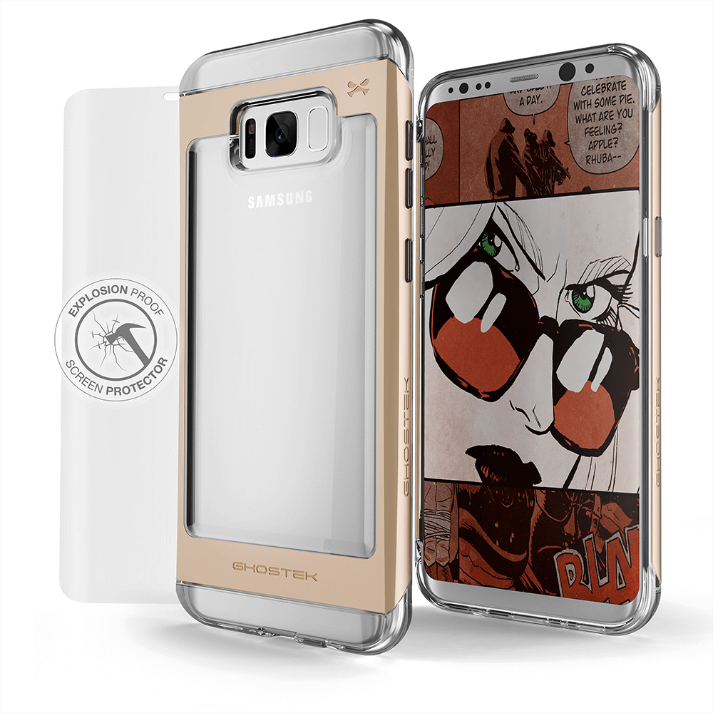 Galaxy S8 Plus Case, Ghostek® Cloak 2.0 Gold w/ Explosion-Proof Screen Protector | Aluminum Frame