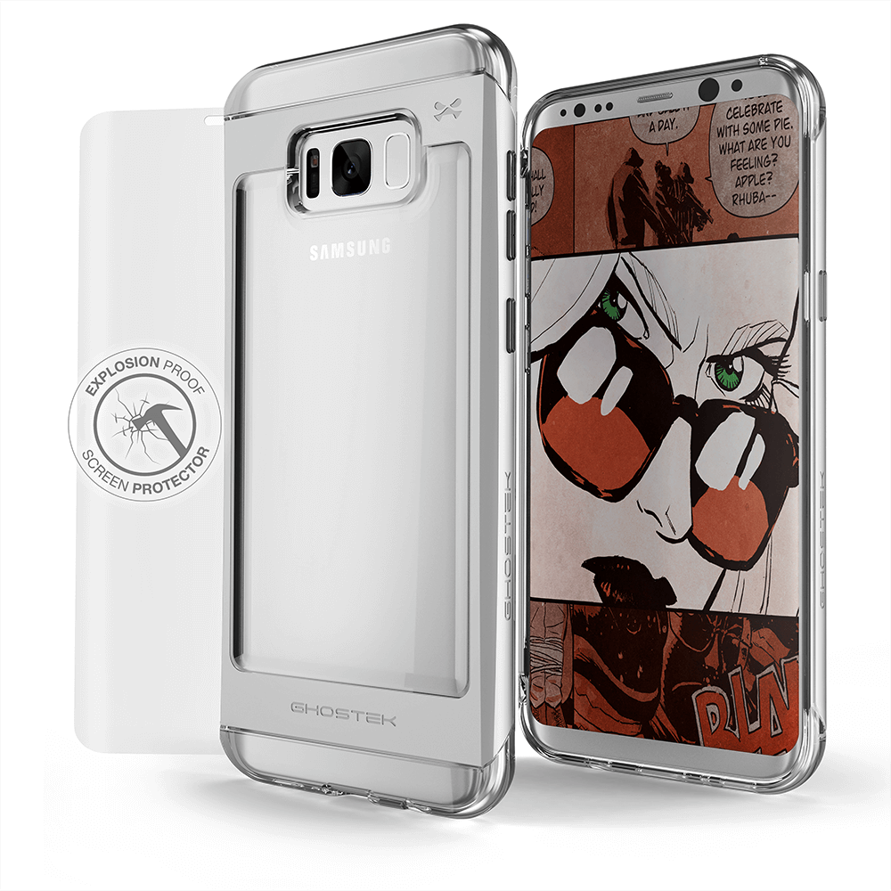 Galaxy S8 Plus Case, Ghostek® 2.0 Silver Series w/ Explosion-Proof Screen Protector | Aluminum Frame