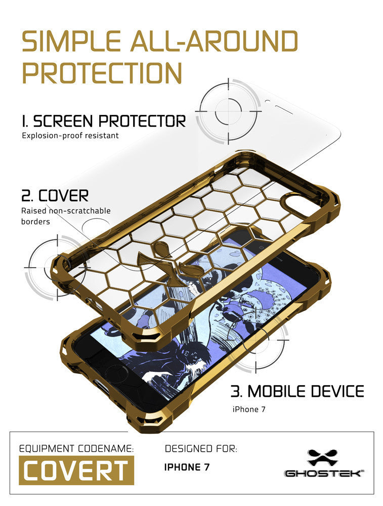 GHOSTEK - Covert Series Premium Impact Case for Apple iPhone 7+ Plus | Gold