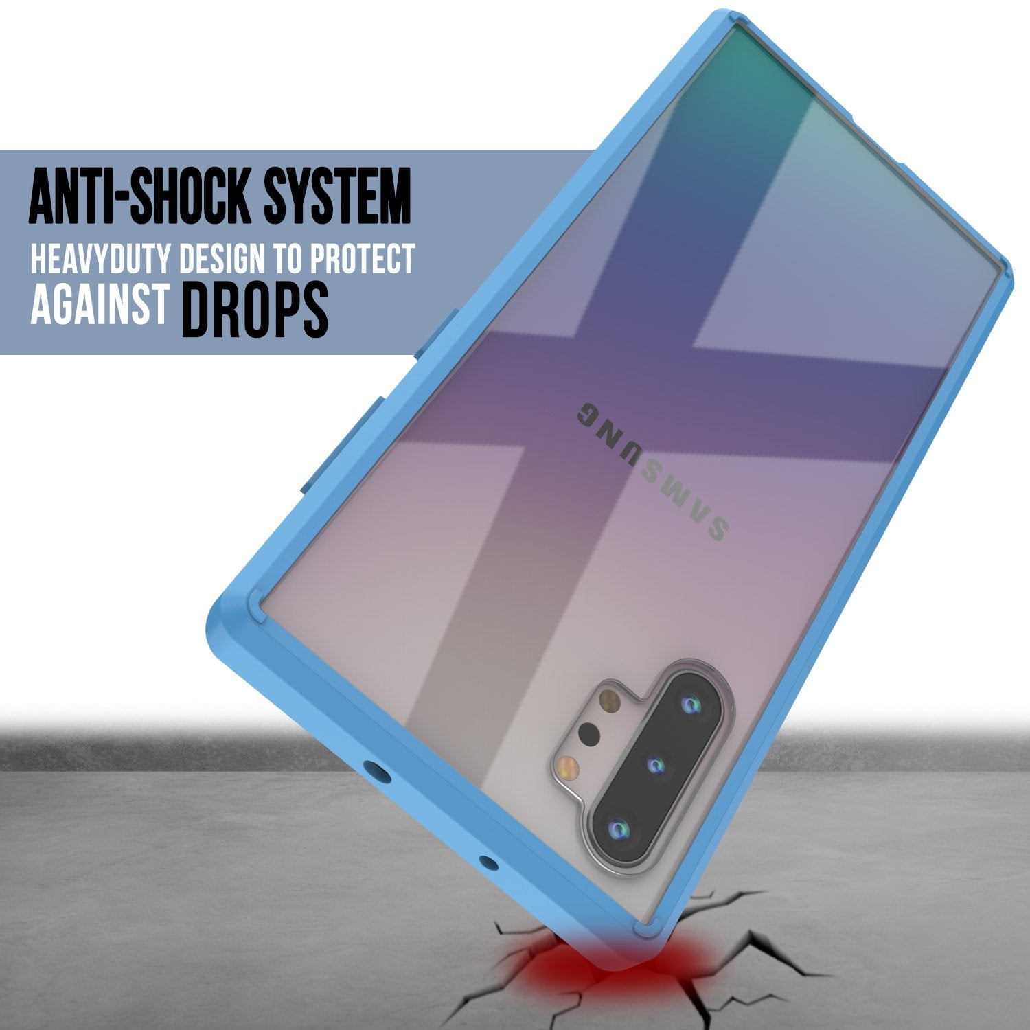Galaxy Note 10+ Plus Punkcase Lucid-2.0 Series Slim Fit Armor Light Blue Case Cover