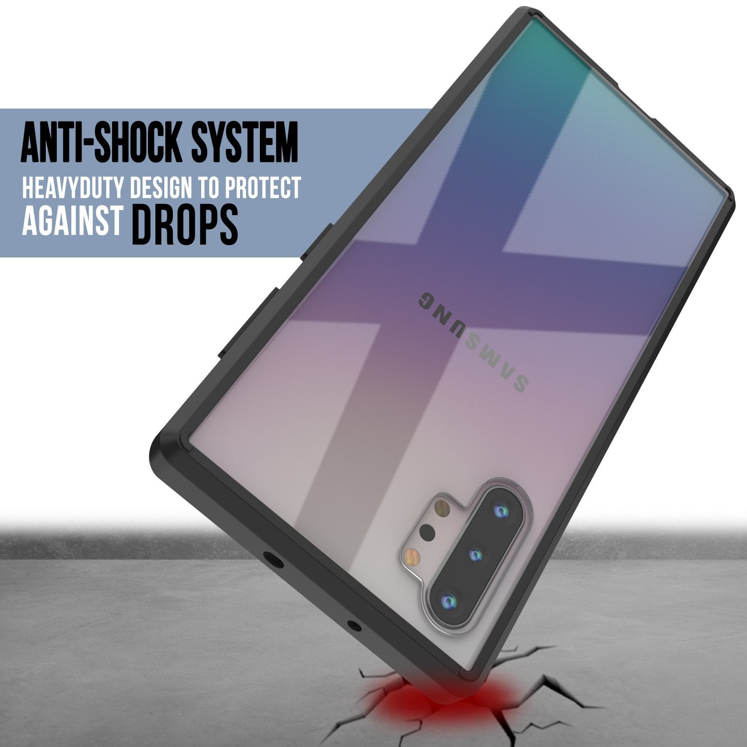 Galaxy Note 10+ Plus Punkcase Lucid-2.0 Series Slim Fit Armor Black Case Cover