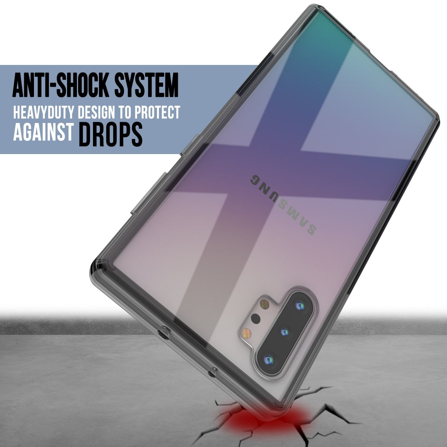 Galaxy Note 10+ Plus Punkcase Lucid-2.0 Series Slim Fit Armor Crystal Black Case Cover